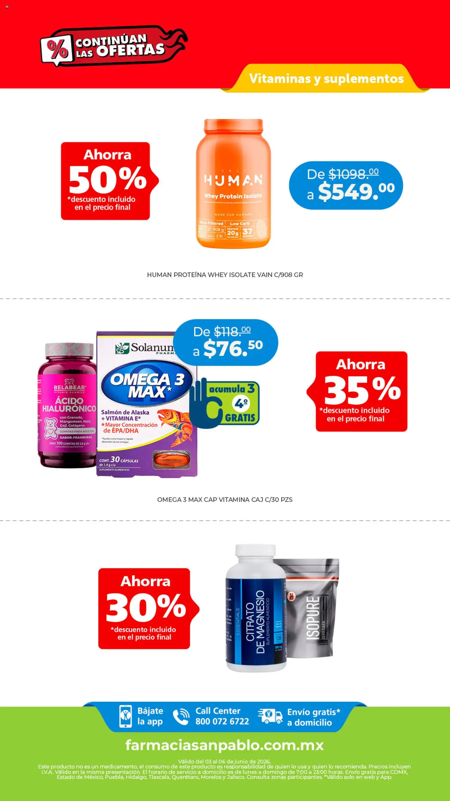 Nuevas ofertas de Farmacia San Pablo válidas en toda la República Mexicana desde el 03.06.2026. ¡Encuentra las mejores ofertas en Farmacia San Pablo catálogo! | Página: 12 | Productos: Vitaminas