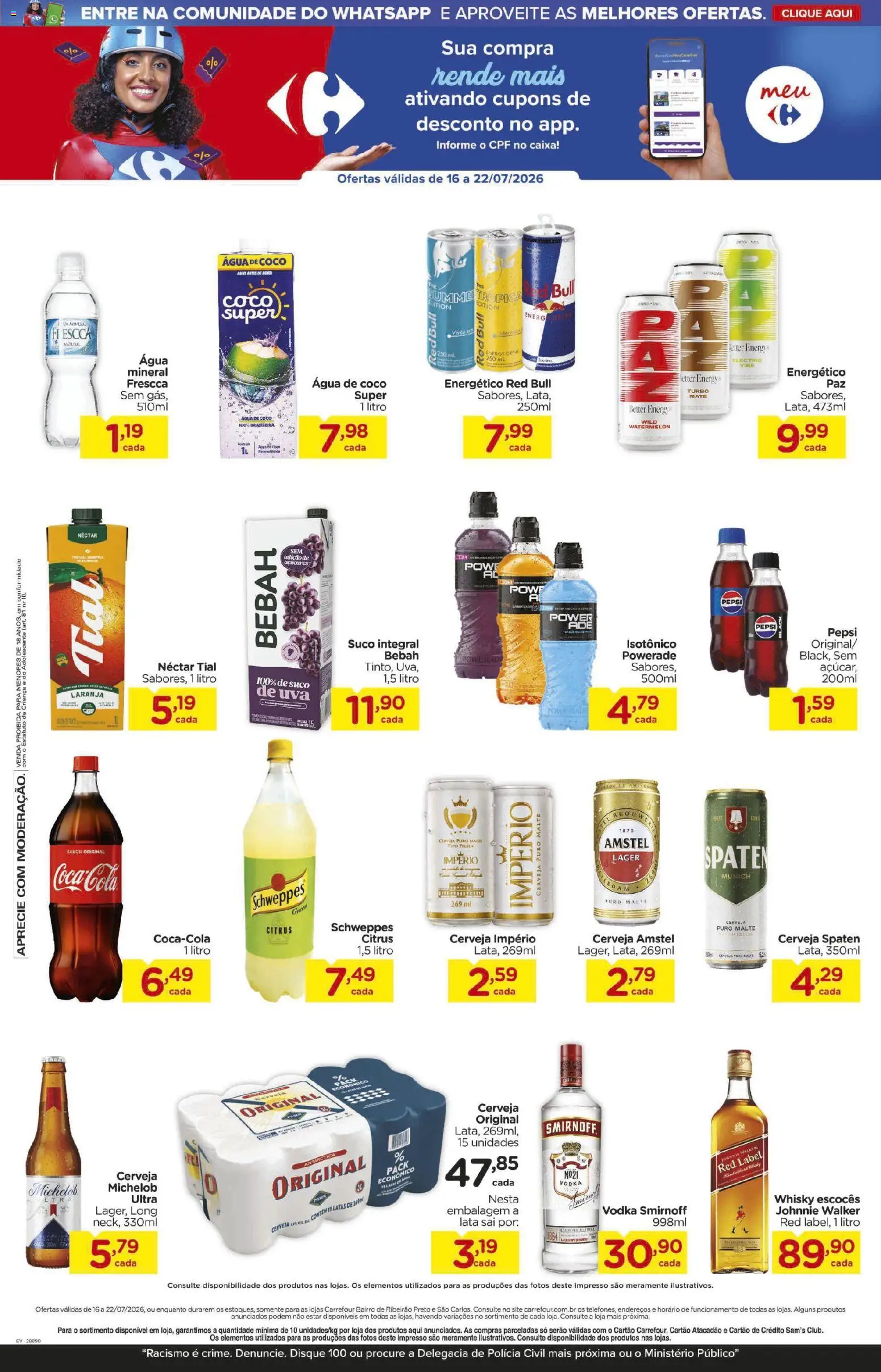 Carrefour Bairro Folheto - válido de 16/07/2026 | Página: 5 | Produtos: Energético, Caixa, Cerveja, Isotônico