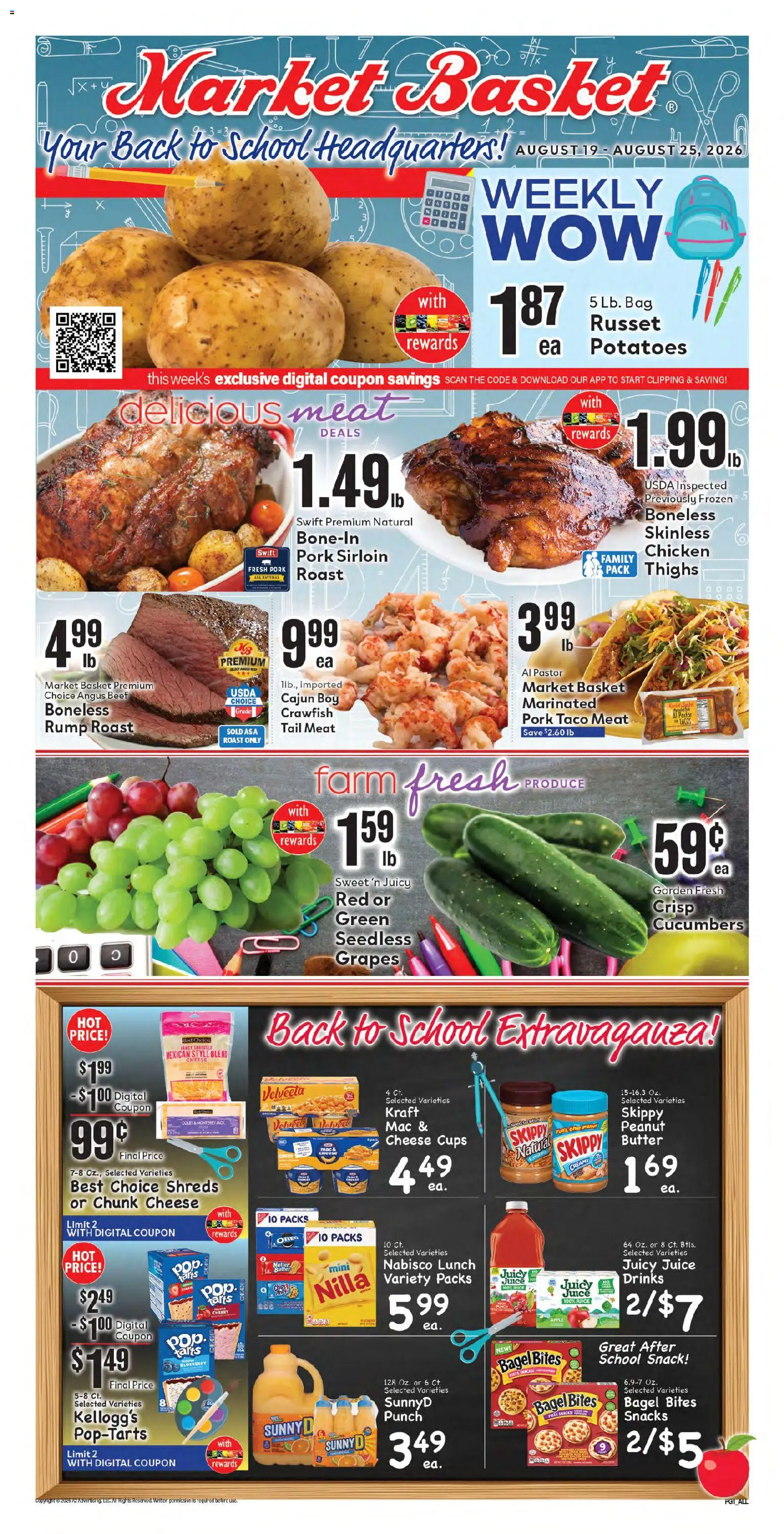 Market Basket Weekly Ad - valid from 08/19/2026 | Page: 3 | Products: Basket, Meat, Cheese, Pork
