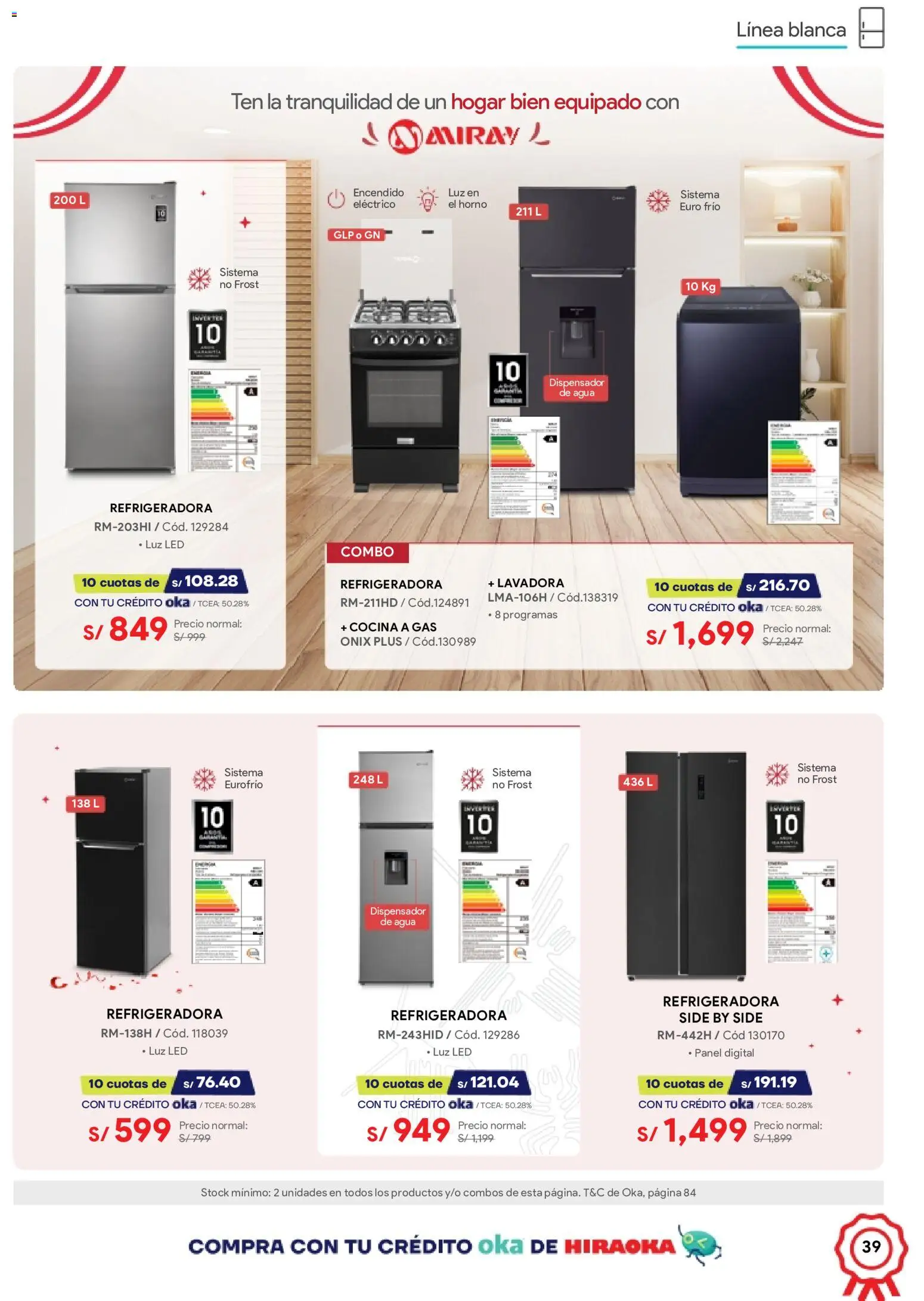 Catálogo Hiraoka válido desde 11/07/2026 | Página: 39 | Productos: Lavadora, Horno, El horno, Cocina
