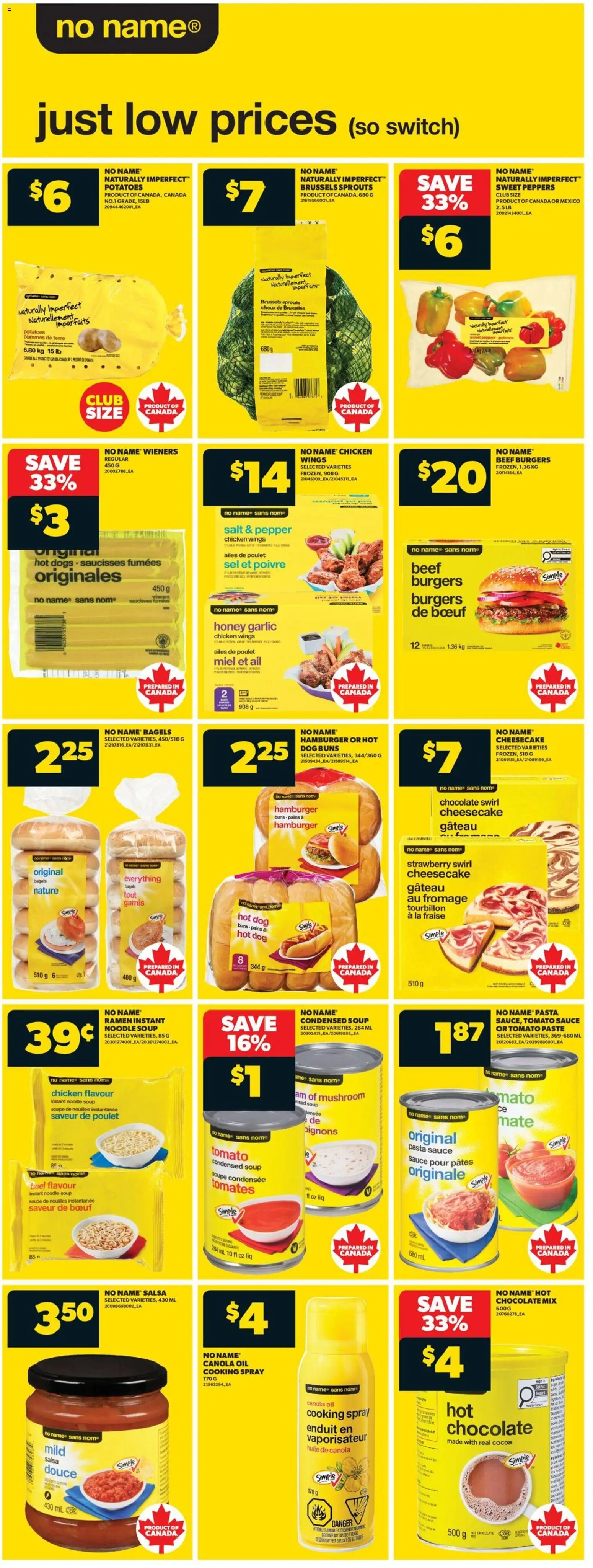 Real Canadian Superstore flyer valid from Aug 13, 2026 | Page: 7 | Products: Chicken wings, Potatoes, Pepper, Burgers