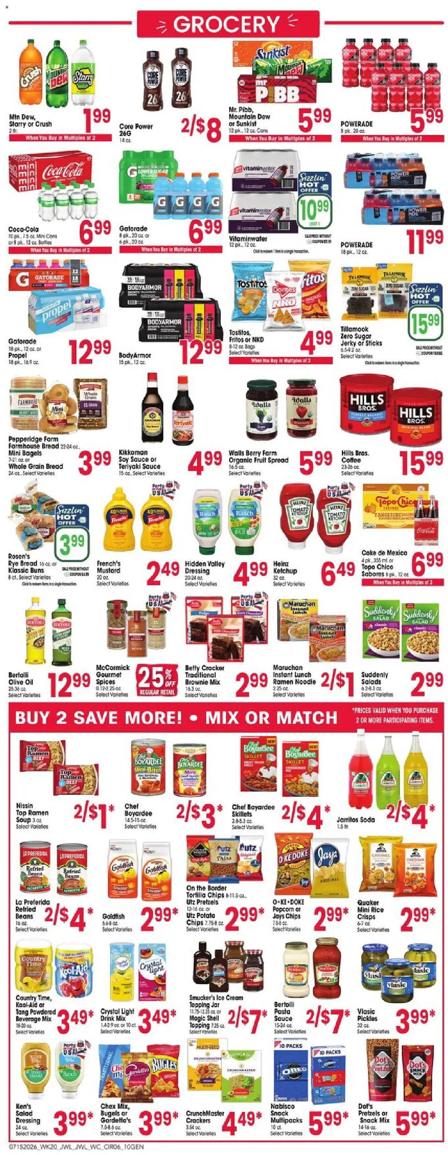 Jewel Osco Weekly Ad - valid from 07/15/2026 | Page: 6 | Products: Bread, Pasta, Cream, Ice cream