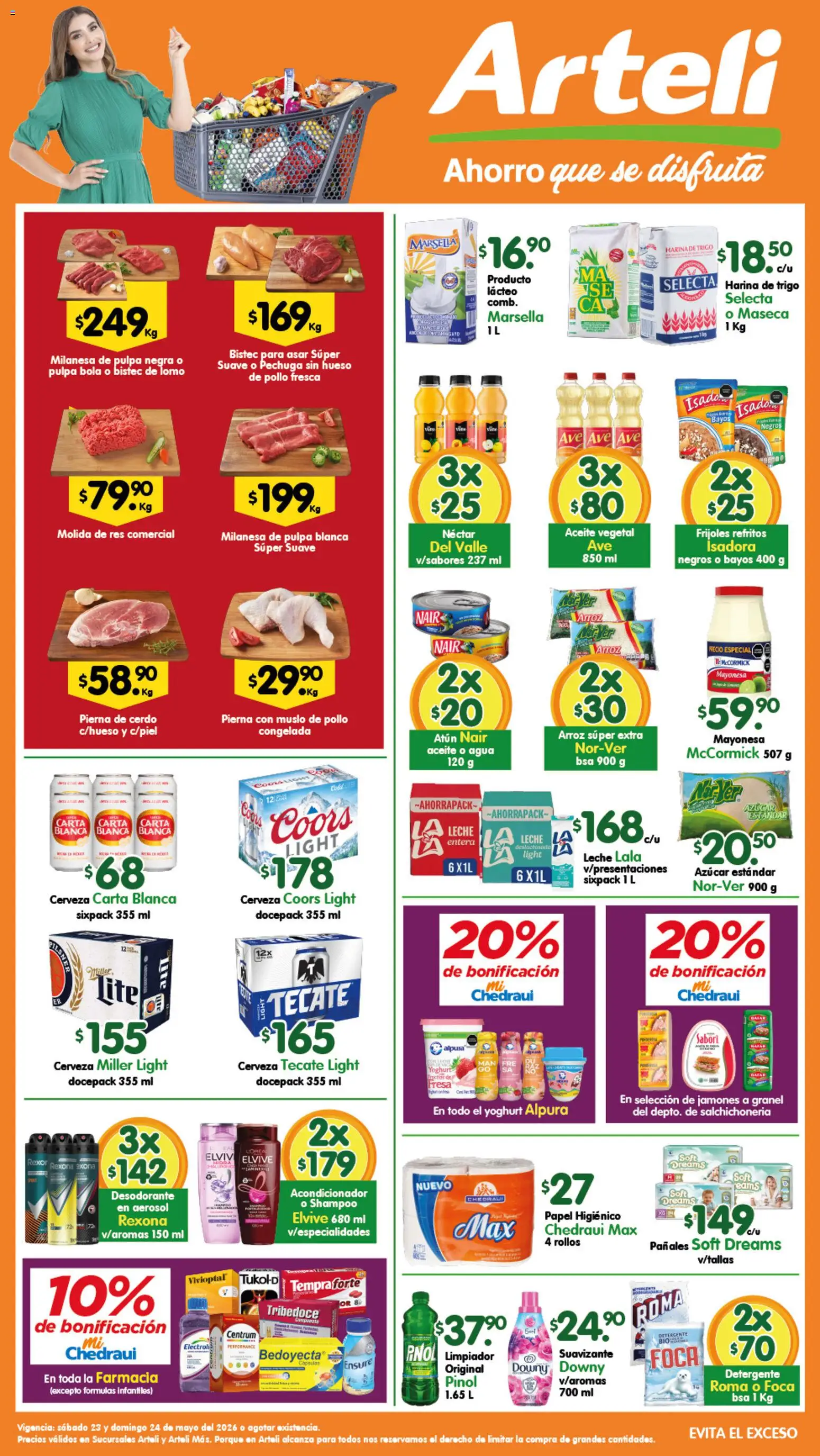 Nuevas ofertas de Arteli válidas en toda la República Mexicana desde el 23.05.2026. ¡Encuentra las mejores ofertas en Arteli folleto! | Página: 1 | Productos: Milanesa, Agua, Leche, Acondicionador