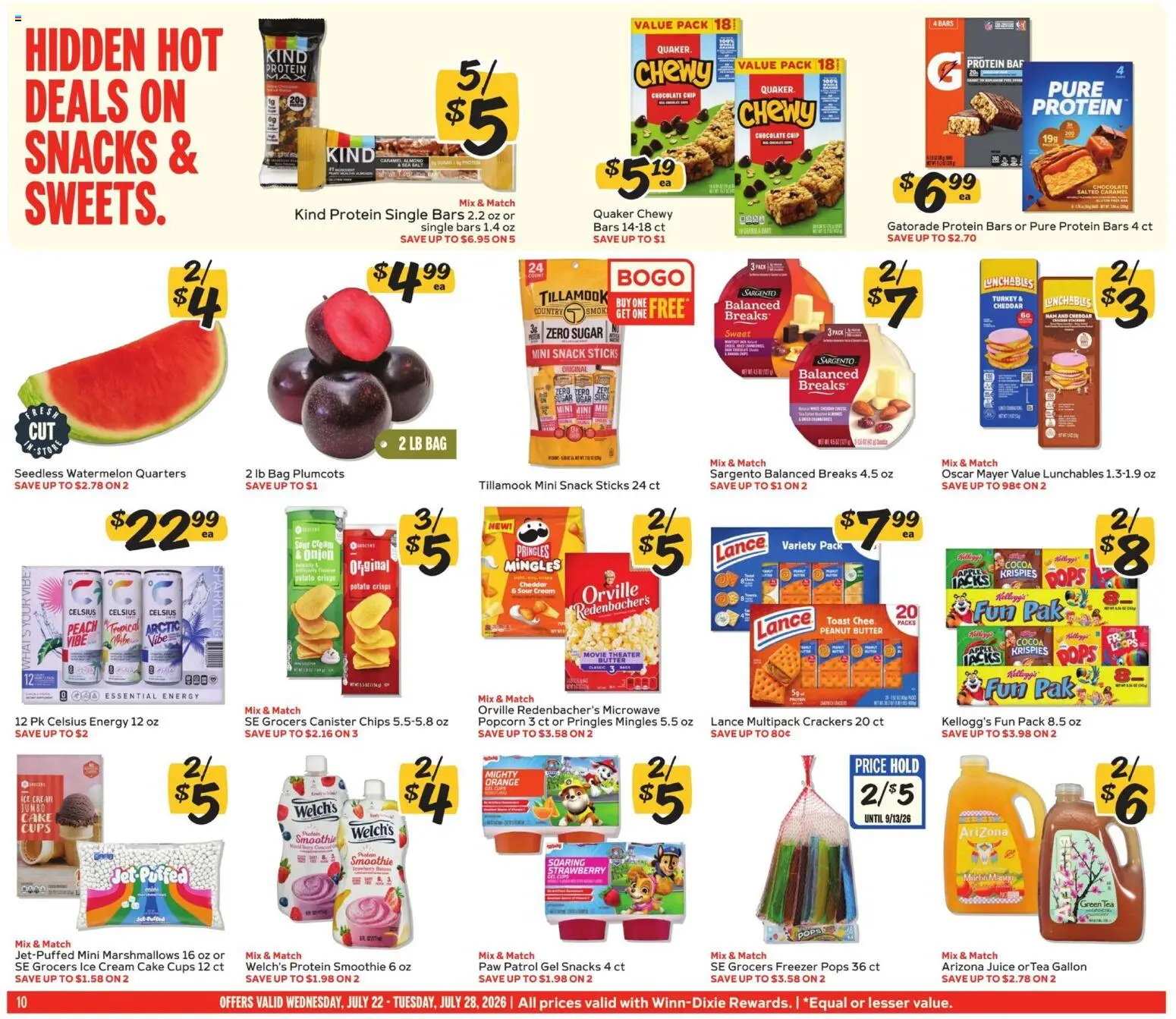 Winn Dixie Weekly Ad - valid from 07/22/2026 | Page: 10 | Products: Green Tea, Chocolate, Cream, Onion
