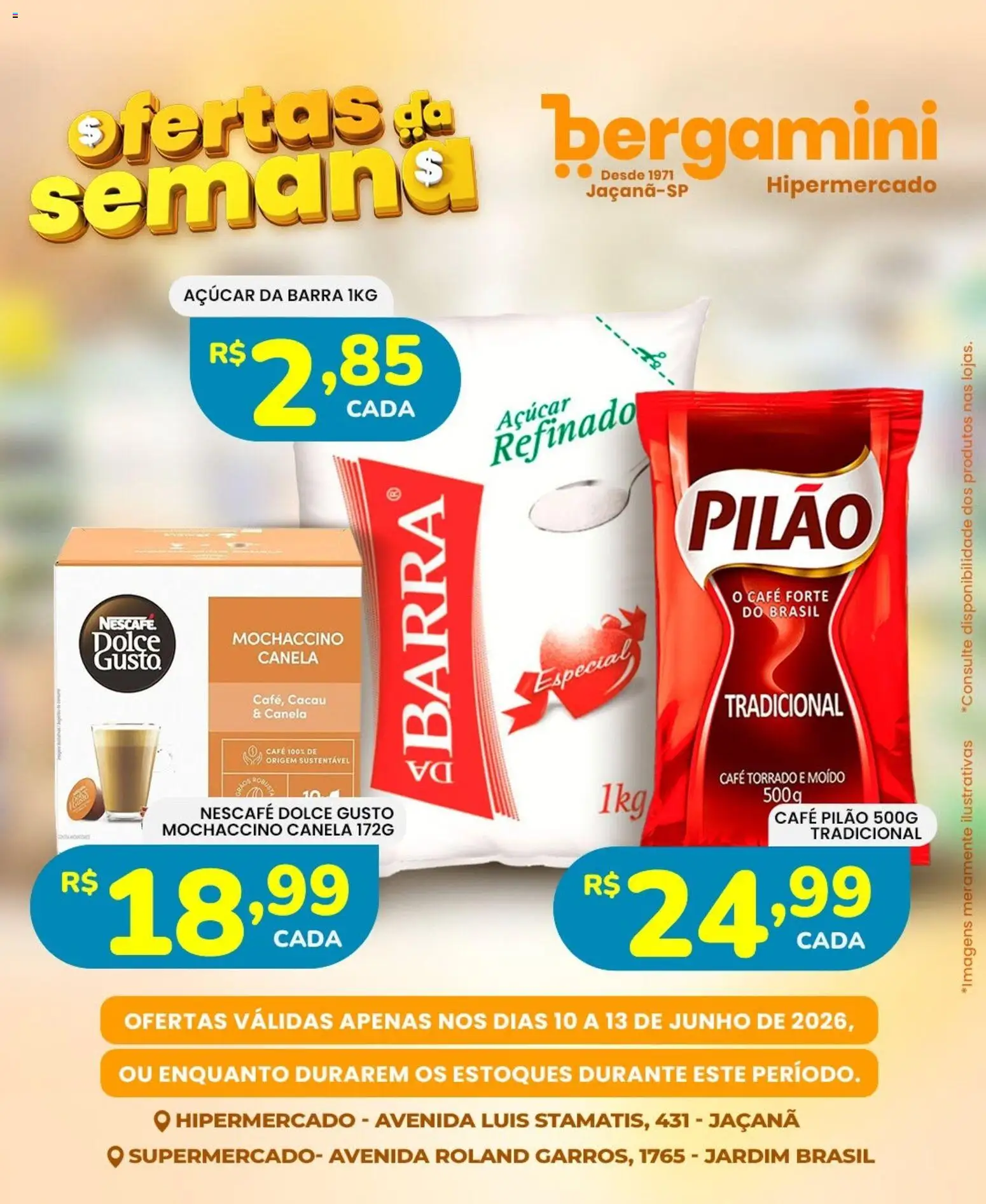 Supermercado Bergamini Folheto - válido de 10.06.2026 | Página: 2 | Produtos: Café, Café pilão, Açúcar, Canela