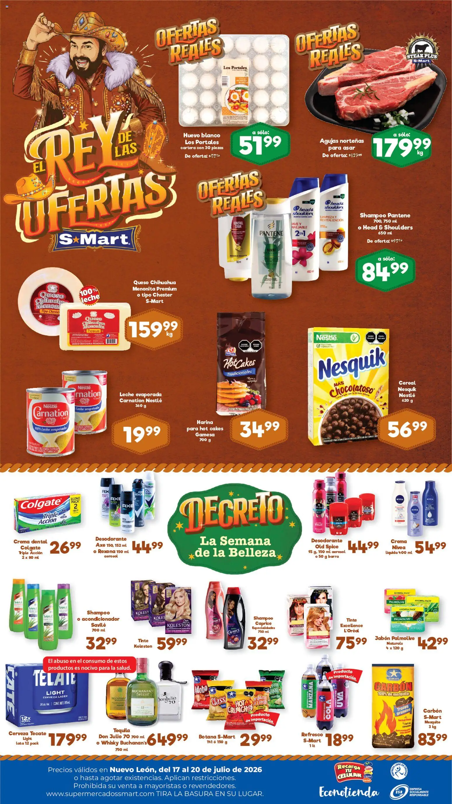 Nuevas ofertas de S-Mart válidas en toda la República Mexicana desde el 17/07/2026. ¡Encuentra las mejores ofertas en S-Mart folleto Monterrey! | Página: 2 | Productos: Harina, Refresco, Huevo, Acondicionador