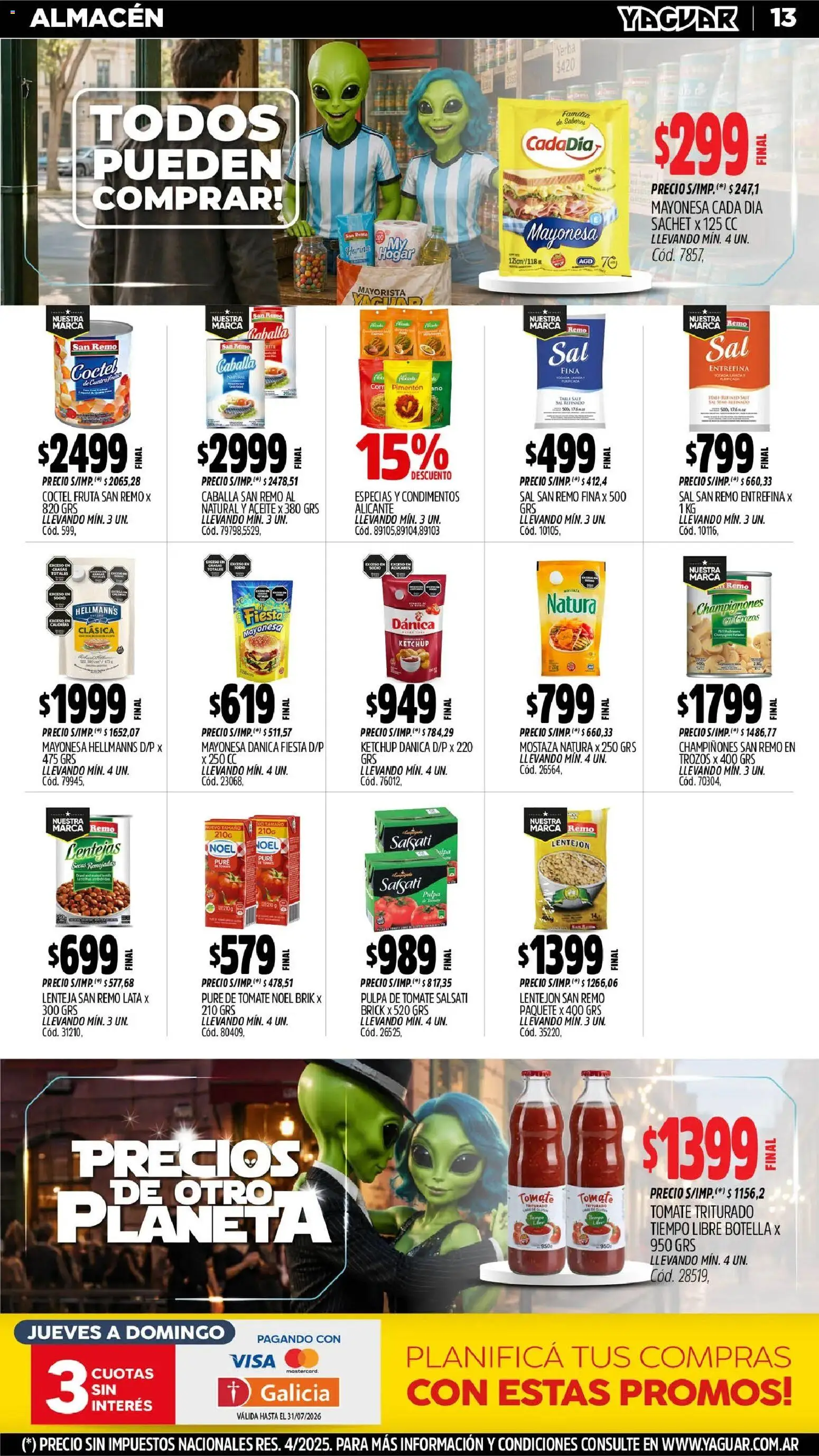 Yaguar catálogo │ válido desde el 06/07/2026 | Página: 14 | Productos: Aceite, Tomate, Caballa, Pure de Tomate