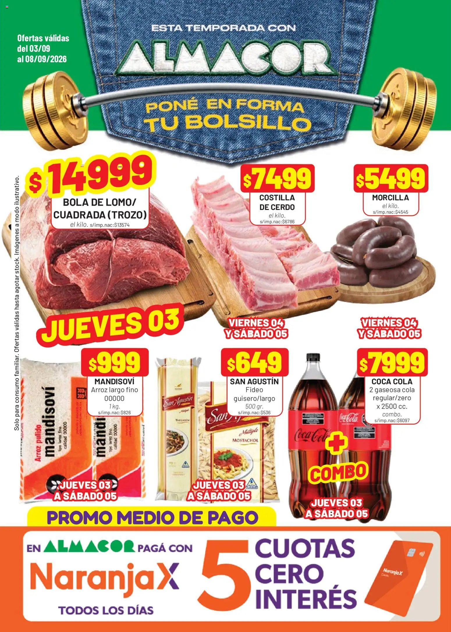 Almacor catálogo │ válido desde el 03/09/2026 | Página: 1 | Productos: Gaseosa, Morcilla, Cerdo, Arroz
