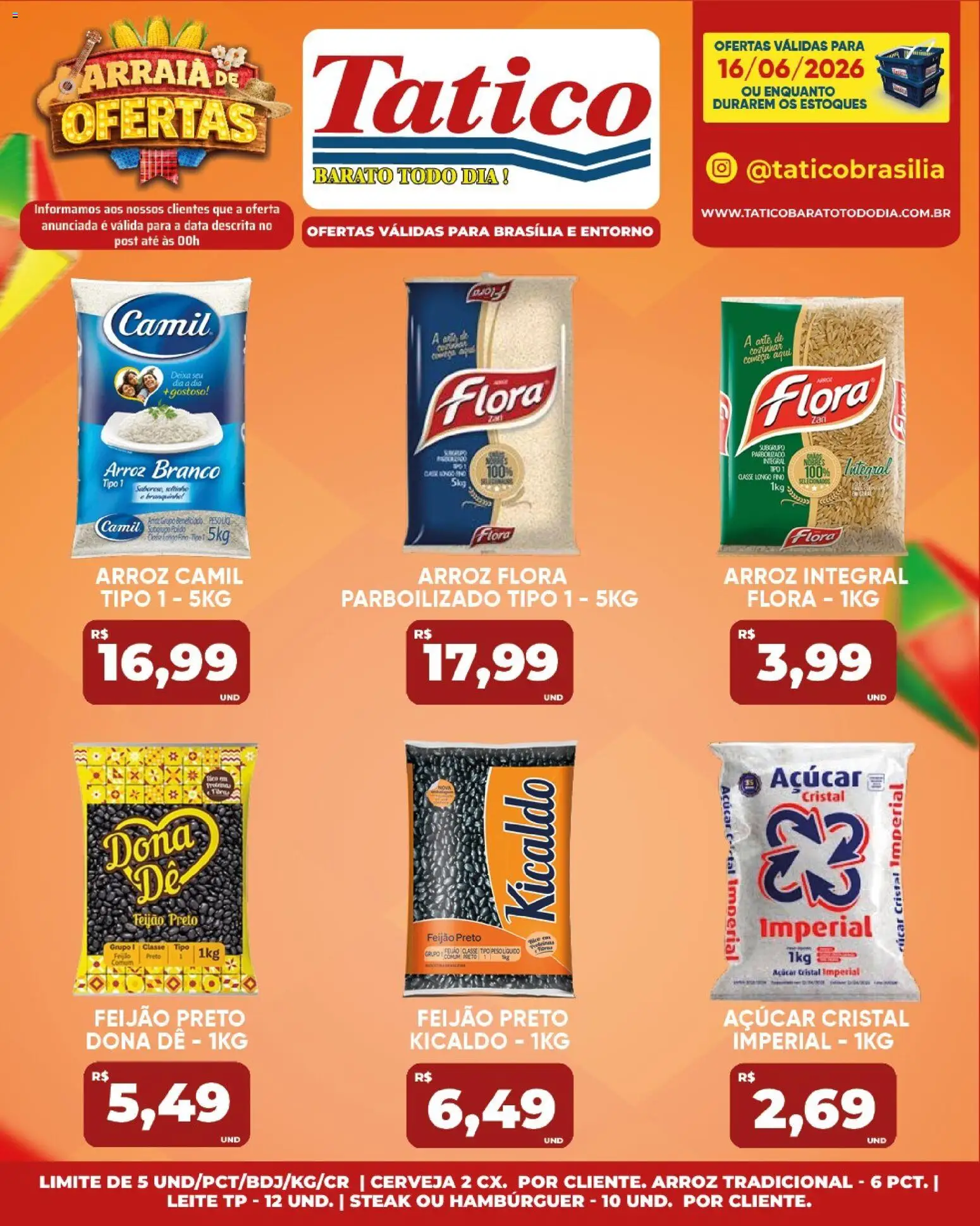 Tatico Folheto - válido de 16.06.2026 | Página: 16 | Produtos: Feijão, Cerveja, Arroz, Açúcar