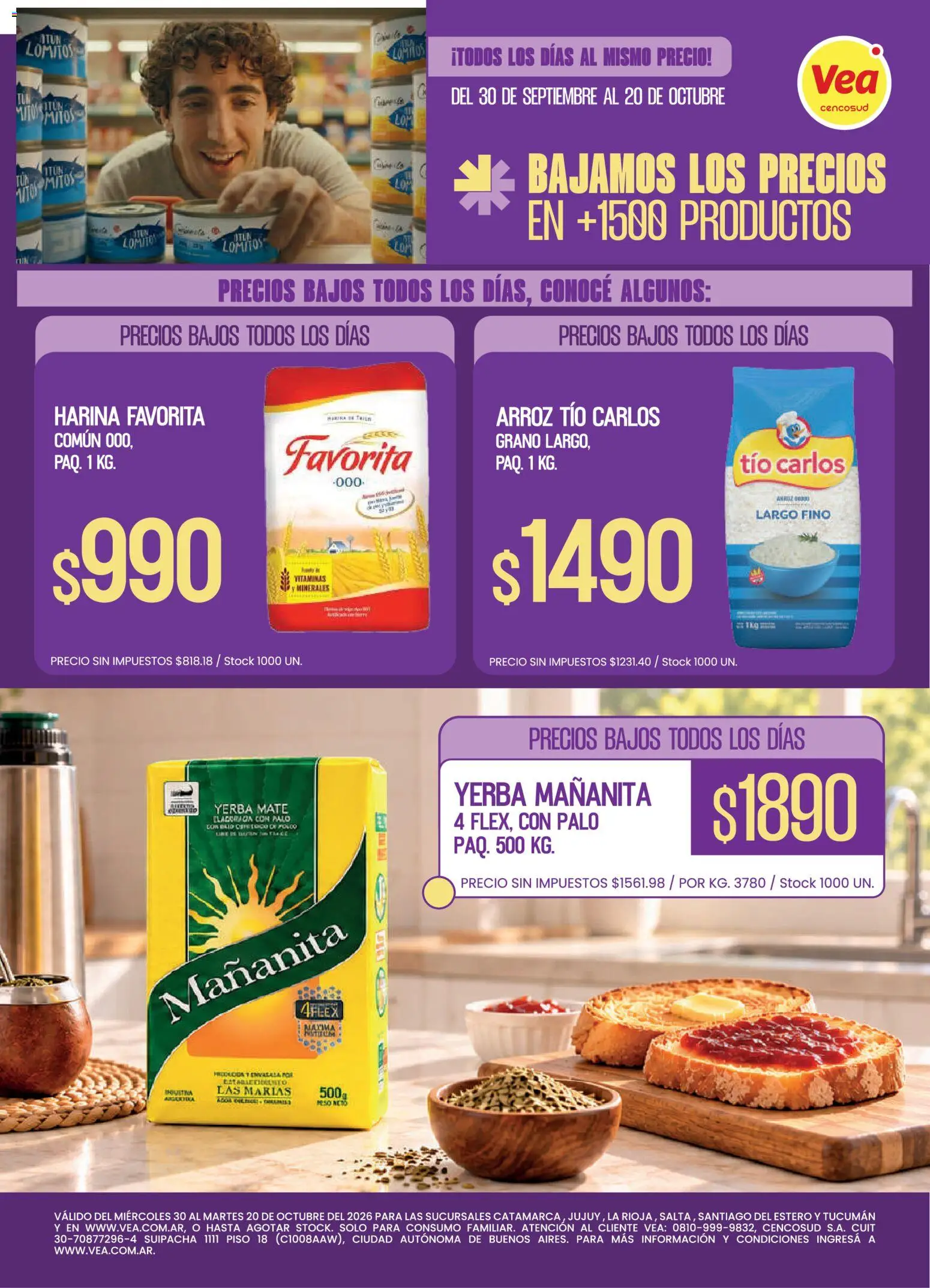 Vea - Folleto Precios Bajos NOA │ válido desde el 30/09/2026 | Página: 1 | Productos: Vitaminas, Mate, Yerba, Arroz