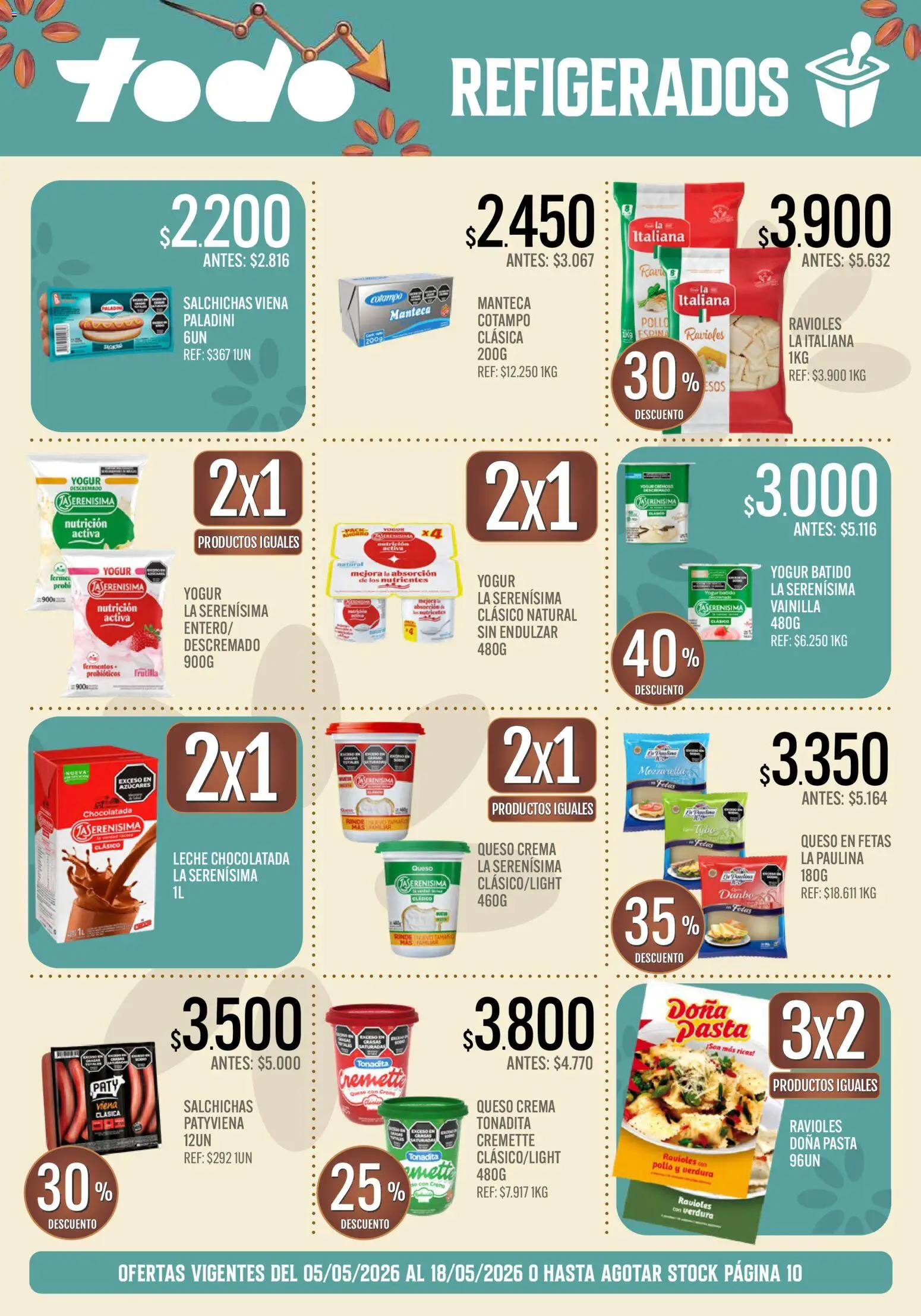 Supermercados TODO - Ofertas │ válido desde el 05.05.2026 | Página: 11 | Productos: Queso crema, Manteca, Ravioles, Crema