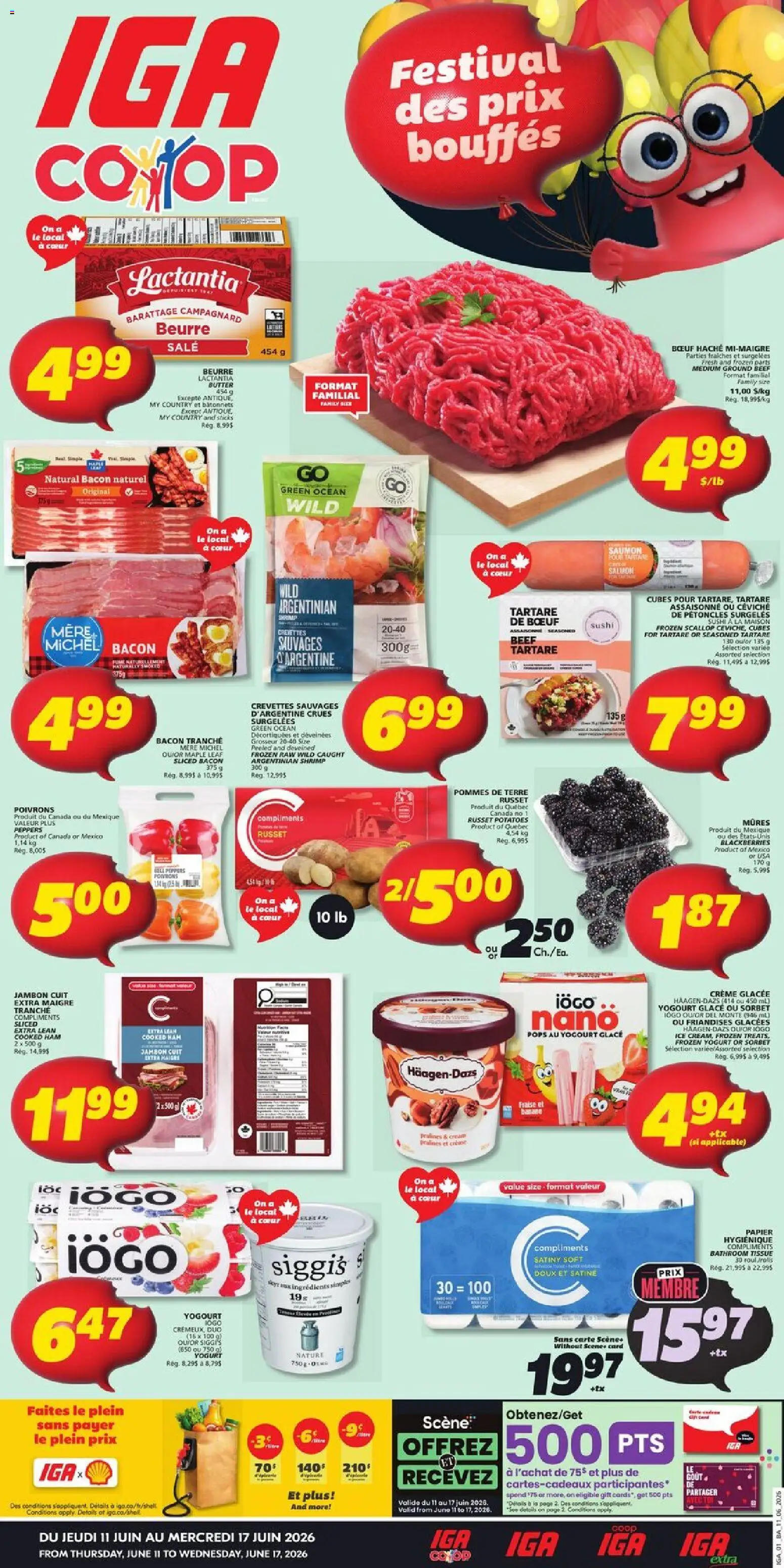 IGA flyer valid from 11.06.2026 | Page: 1 | Products: Beef, Cream, Potatoes, Butter