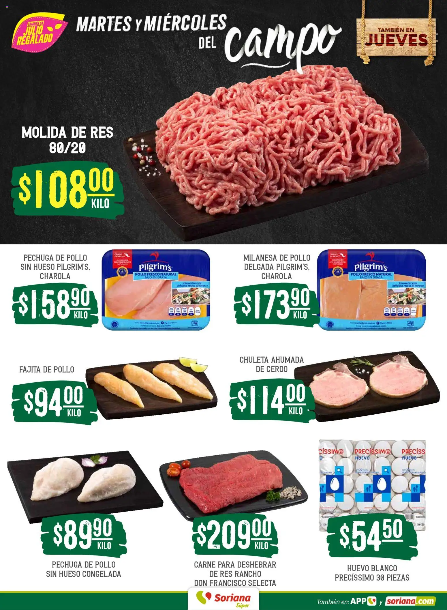 Nuevas ofertas de Soriana válidas en toda la República Mexicana desde el 02.06.2026. ¡Encuentra las mejores ofertas en Soriana Martes y Miércoles del Campo Súper: Tamaulipas (excepto Cd. Victoria y Tampico)! | Página: 3 | Productos: Pollo, Milanesa, Cerdo, Res