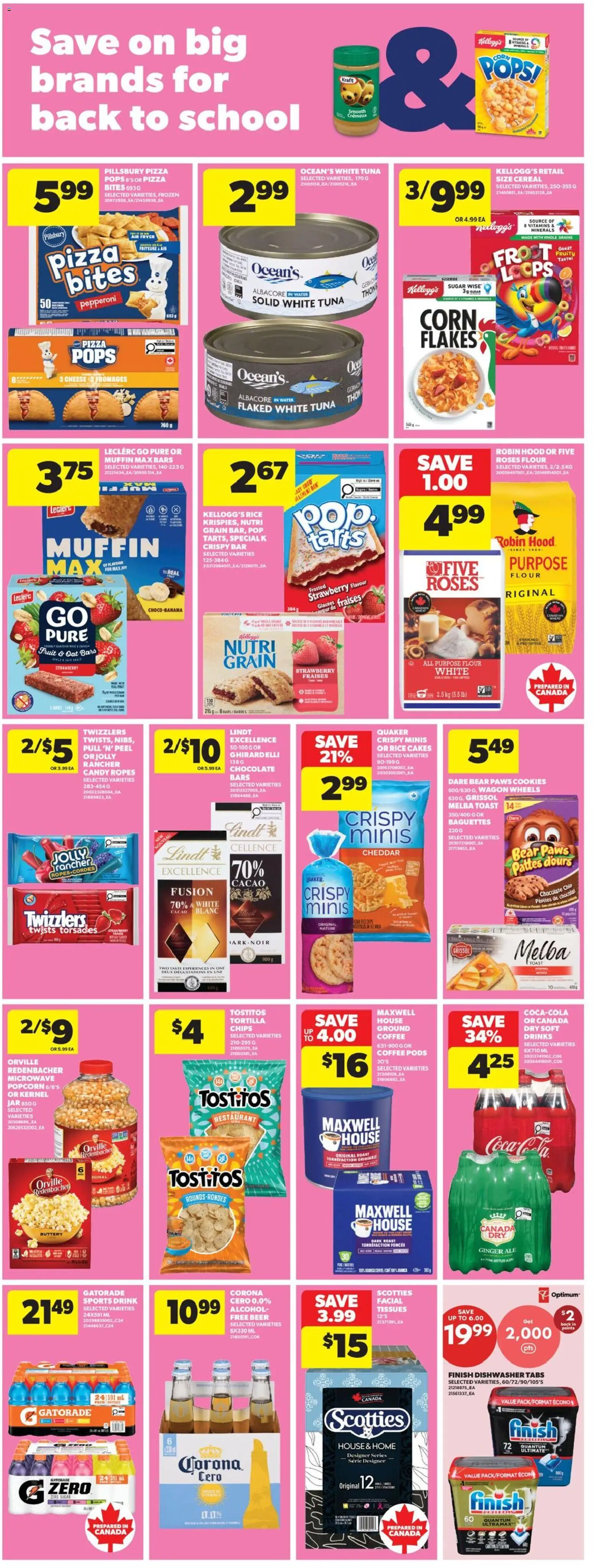 Real Canadian Superstore flyer valid from Aug 20, 2026 | Page: 8 | Products: Toast, Popcorn, Cheese, Pizza