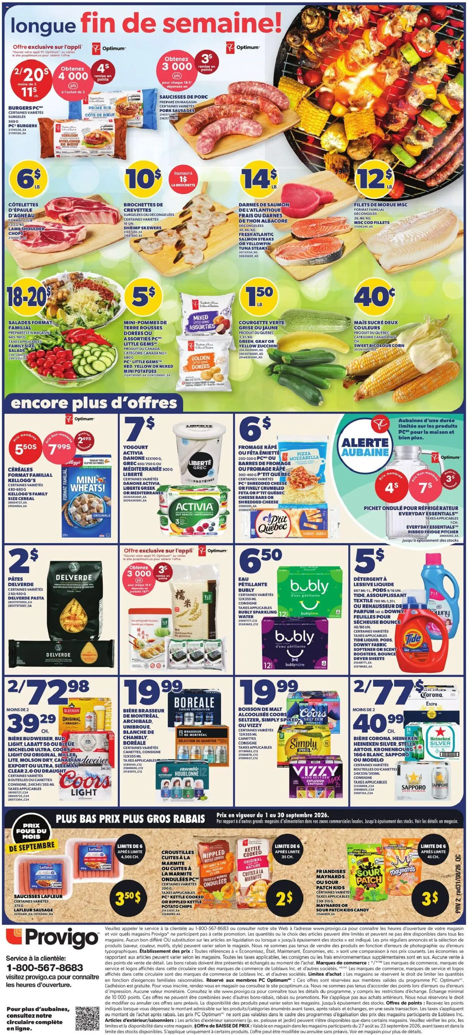 Provigo flyer valid from Sep 3, 2026 | Page: 2 | Products: Chips, Lime, Zucchini, Sausages