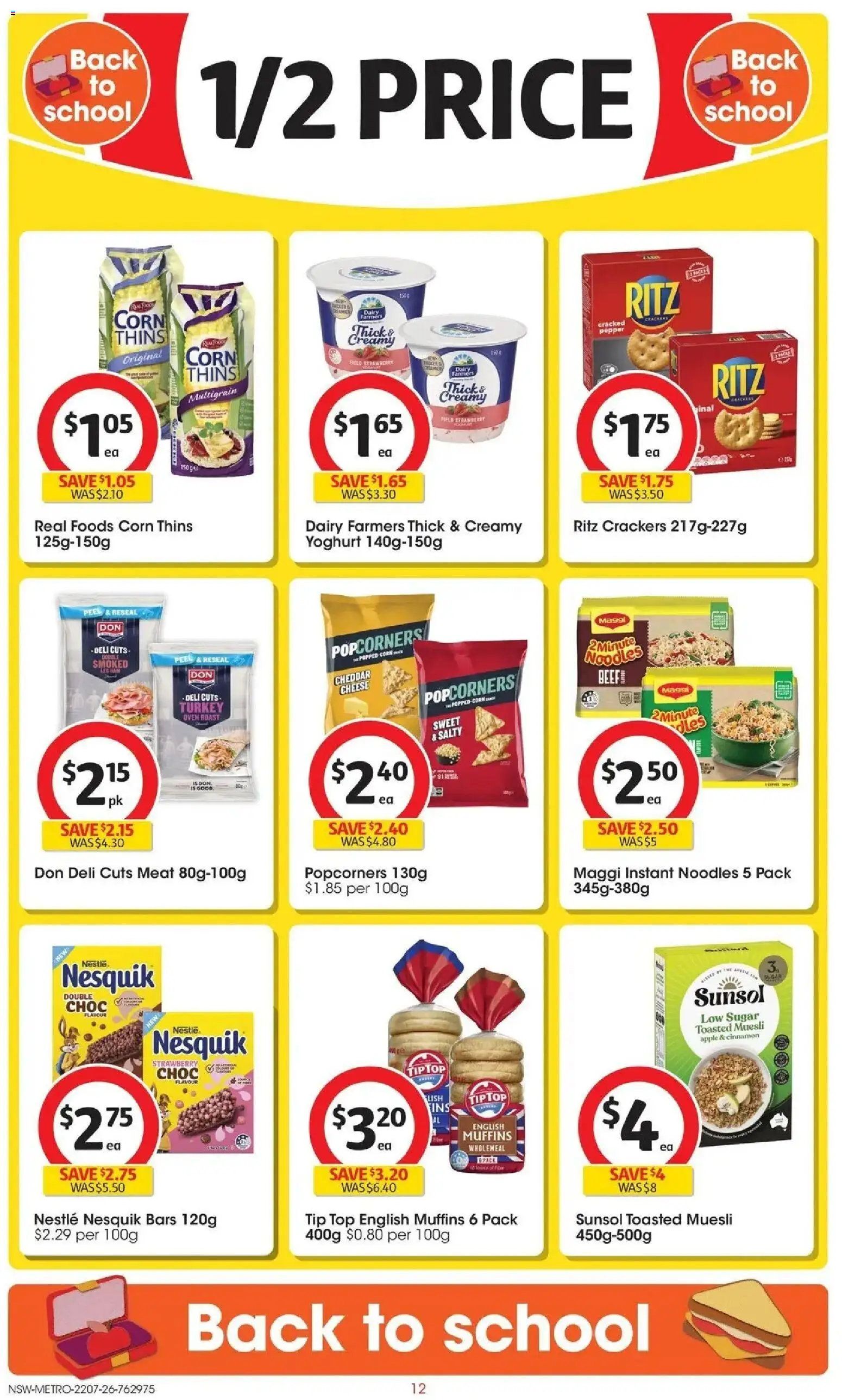 Coles catalogue - valid from 22/07/2026 | Page: 12 | Products: Yoghurt, Ham, Chicken, Noodles