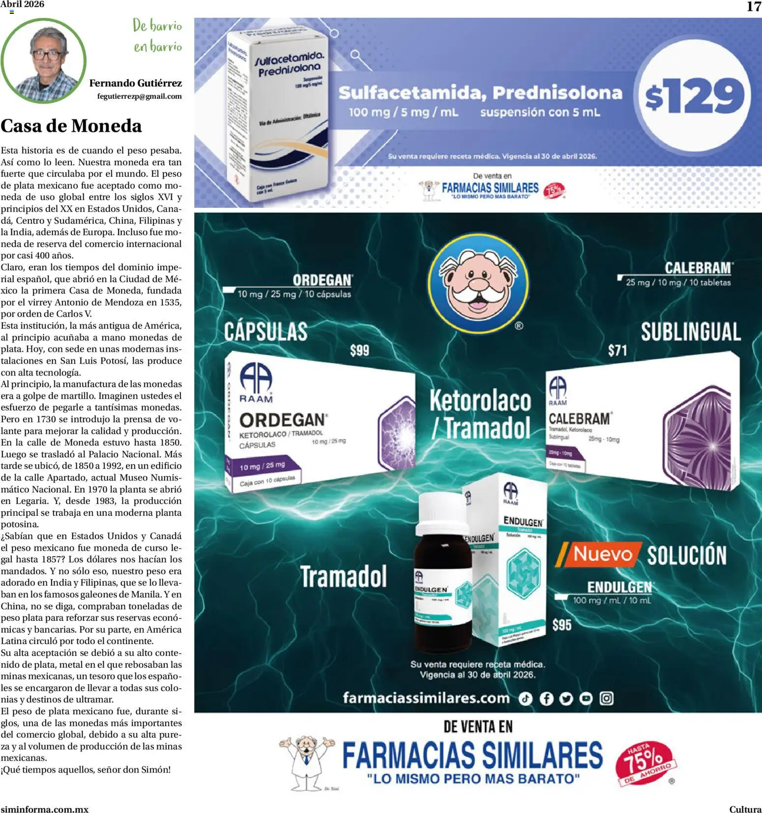 Nuevas ofertas de Farmacias Similares válidas en toda la República Mexicana desde el 01.04.2026. ¡Encuentra las mejores ofertas en Farmacias Similares catálogo! | Página: 17 | Productos: Planta, Prensa, Caja