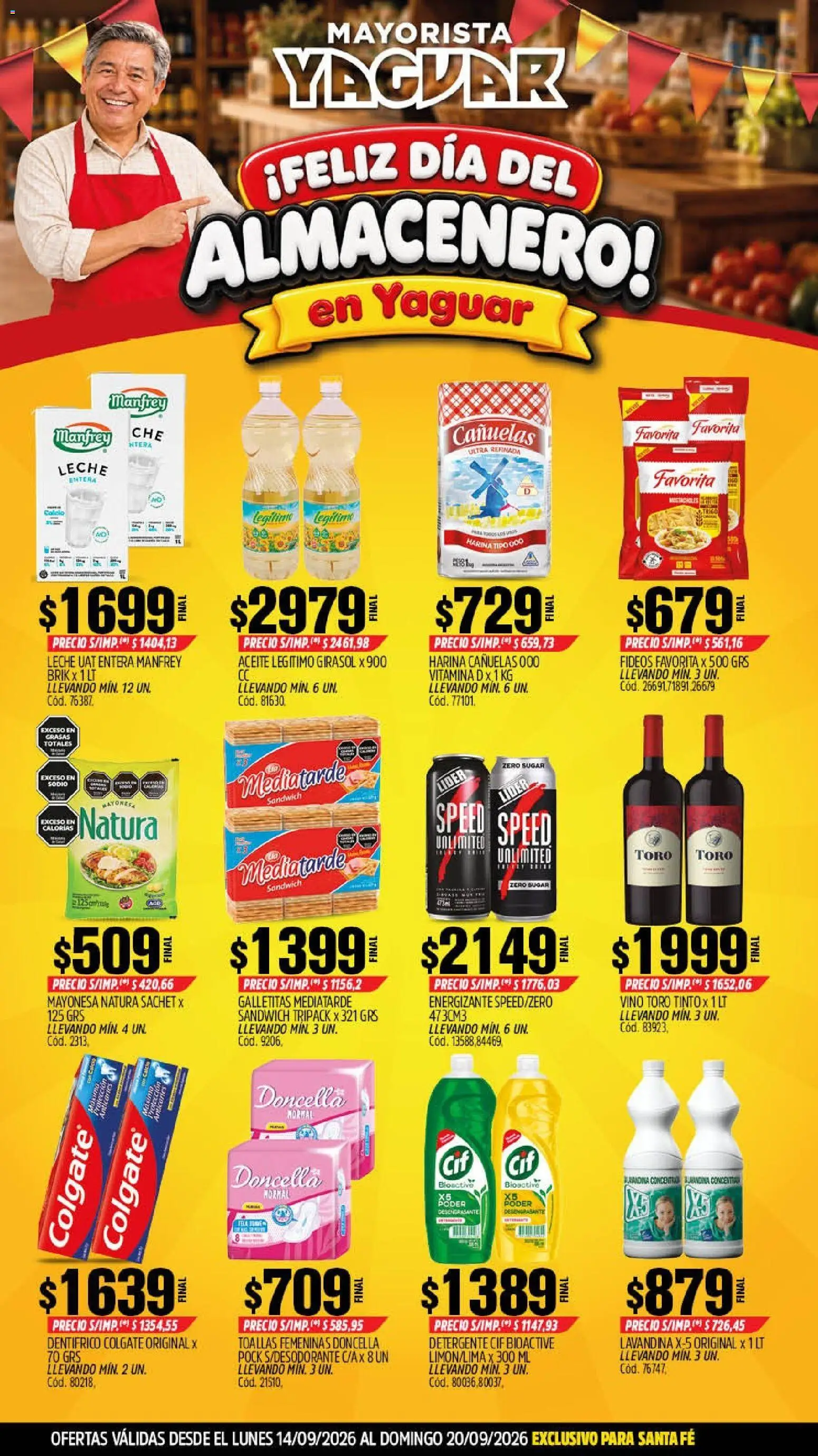 Yaguar - Oferta Semanal Santa Fé │ válido desde el 14/09/2026 | Página: 1 | Productos: Toallas, Harina, Detergente, Vino