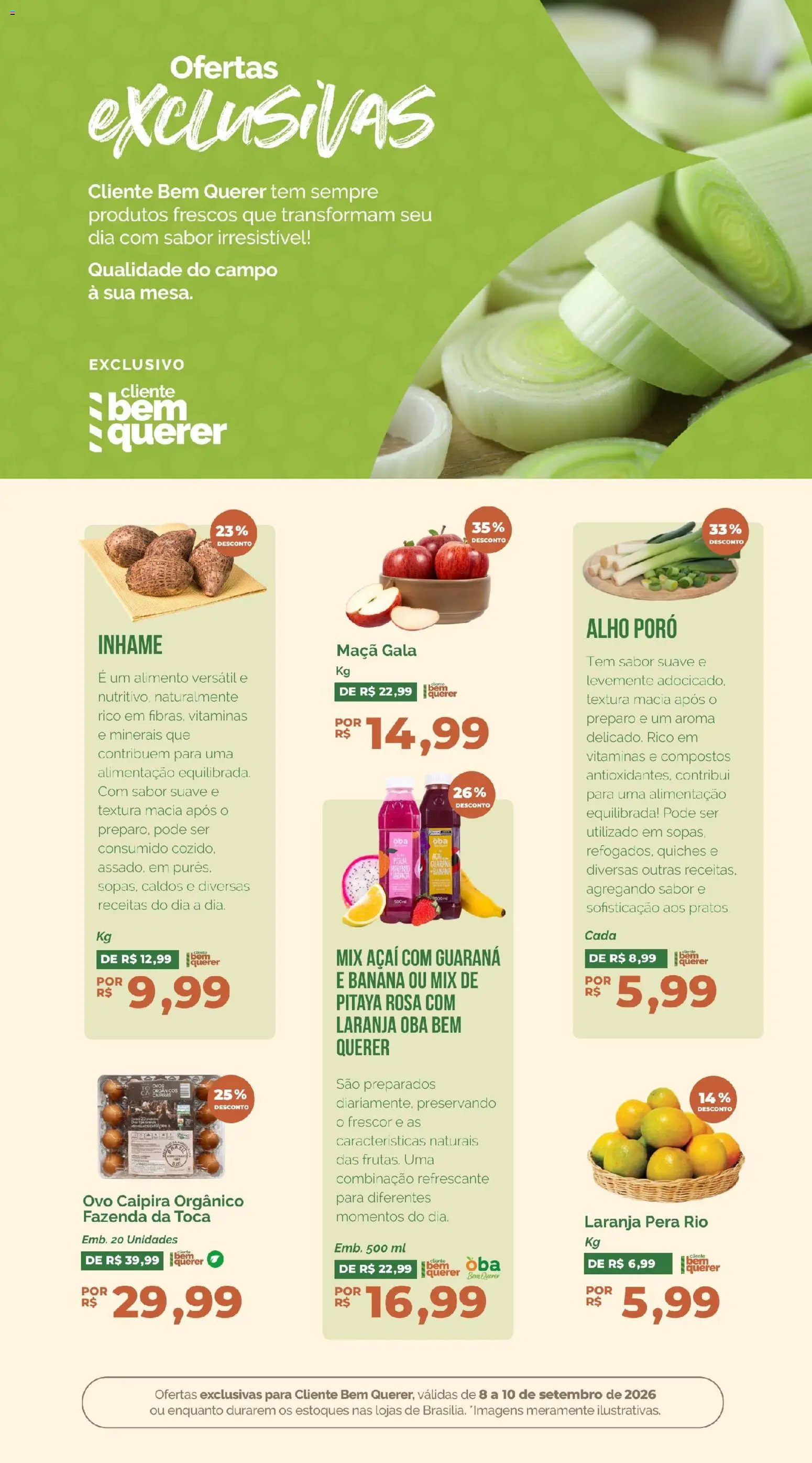Oba Hortifruti Folheto - válido de 08/09/2026 | Página: 4 | Produtos: Pera, Guaraná, Ovos, Açaí