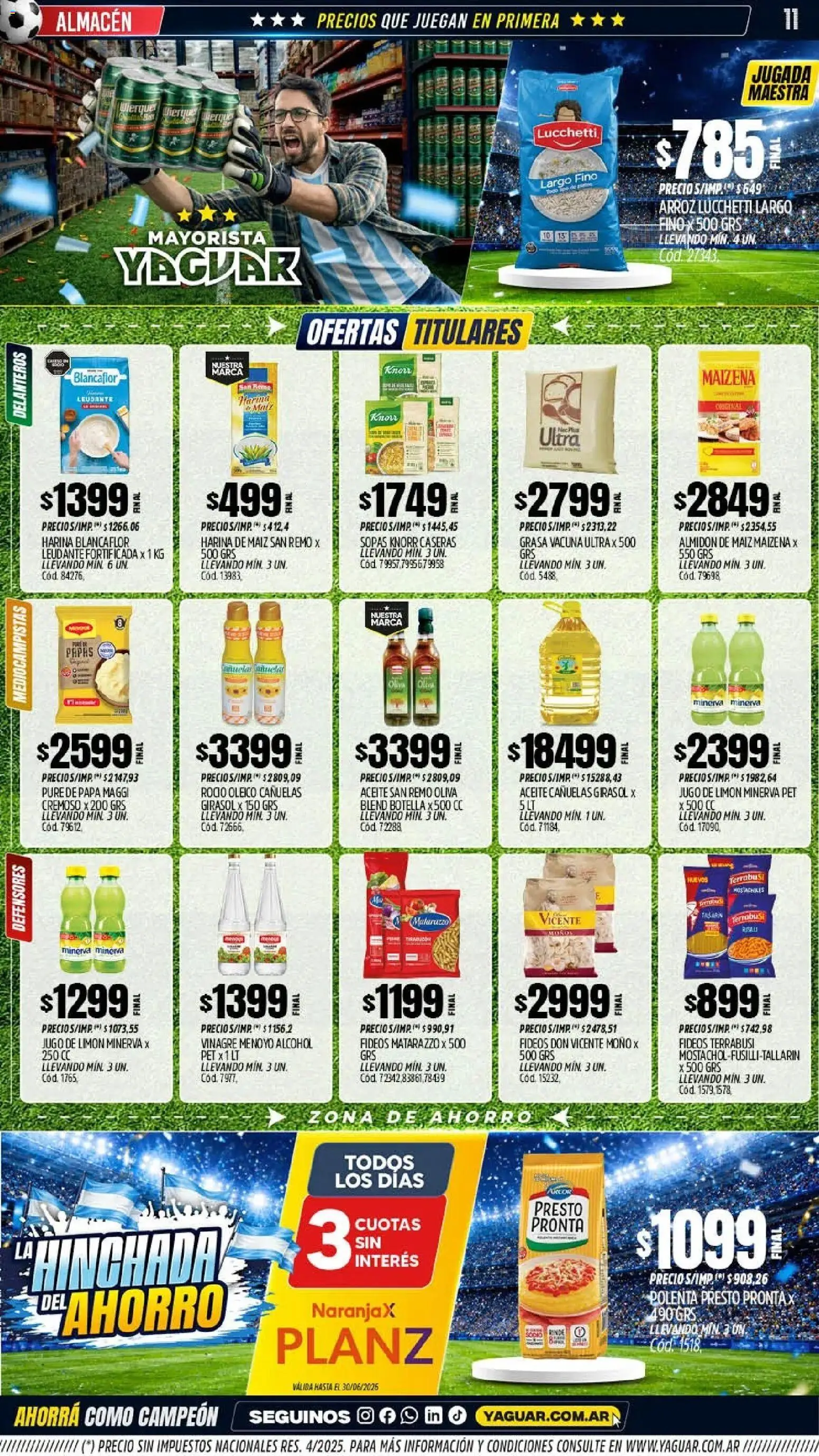 Yaguar - Oferta Semanal San Juan │ válido desde el 15.06.2026 | Página: 11 | Productos: Aceite, Oliva, Jugo, Fideos