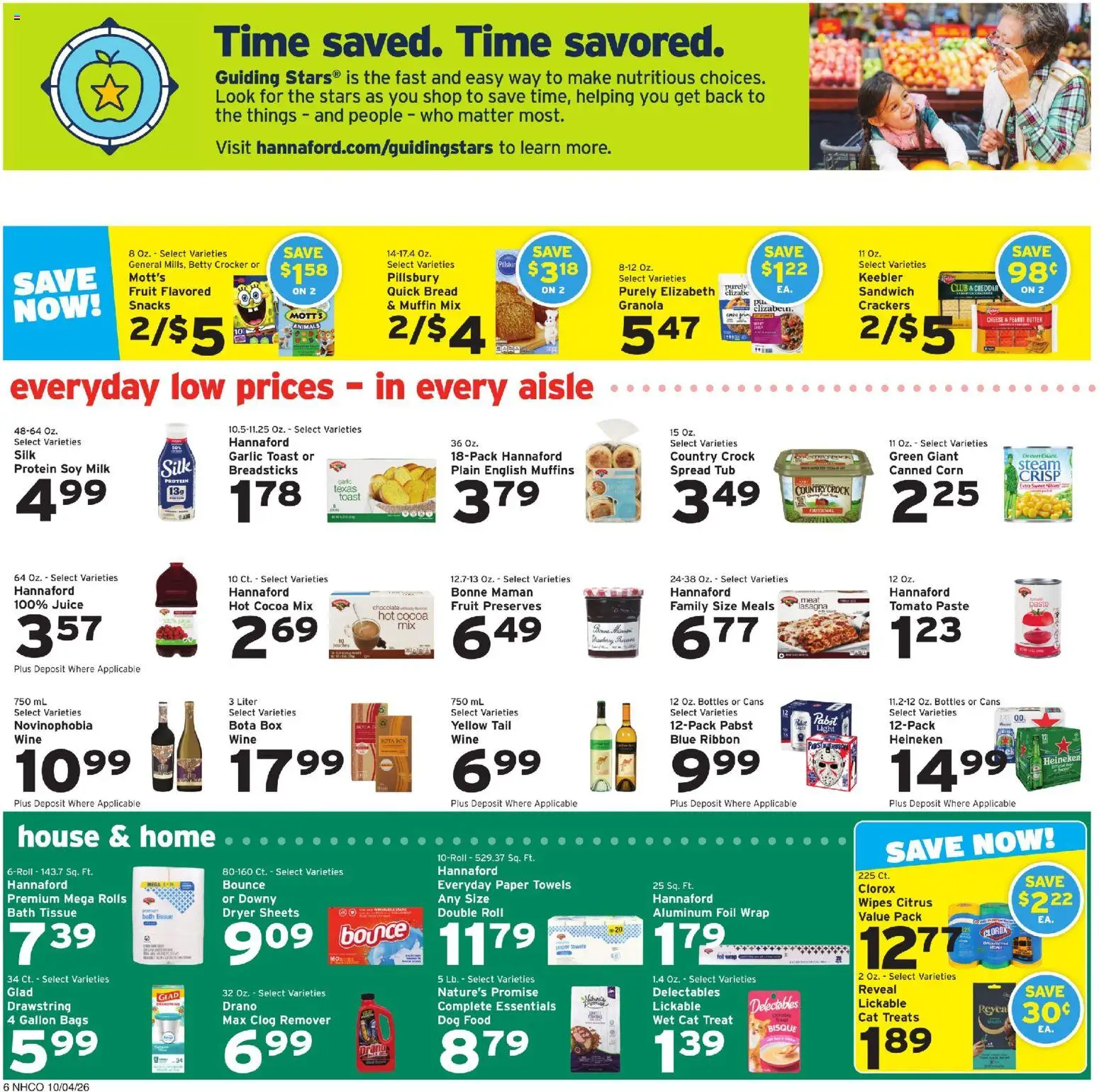 Hannaford Weekly Ad - valid from 10/04/2026 | Page: 6 | Products: Chocolate, Lasagna, Snacks, Paper towels