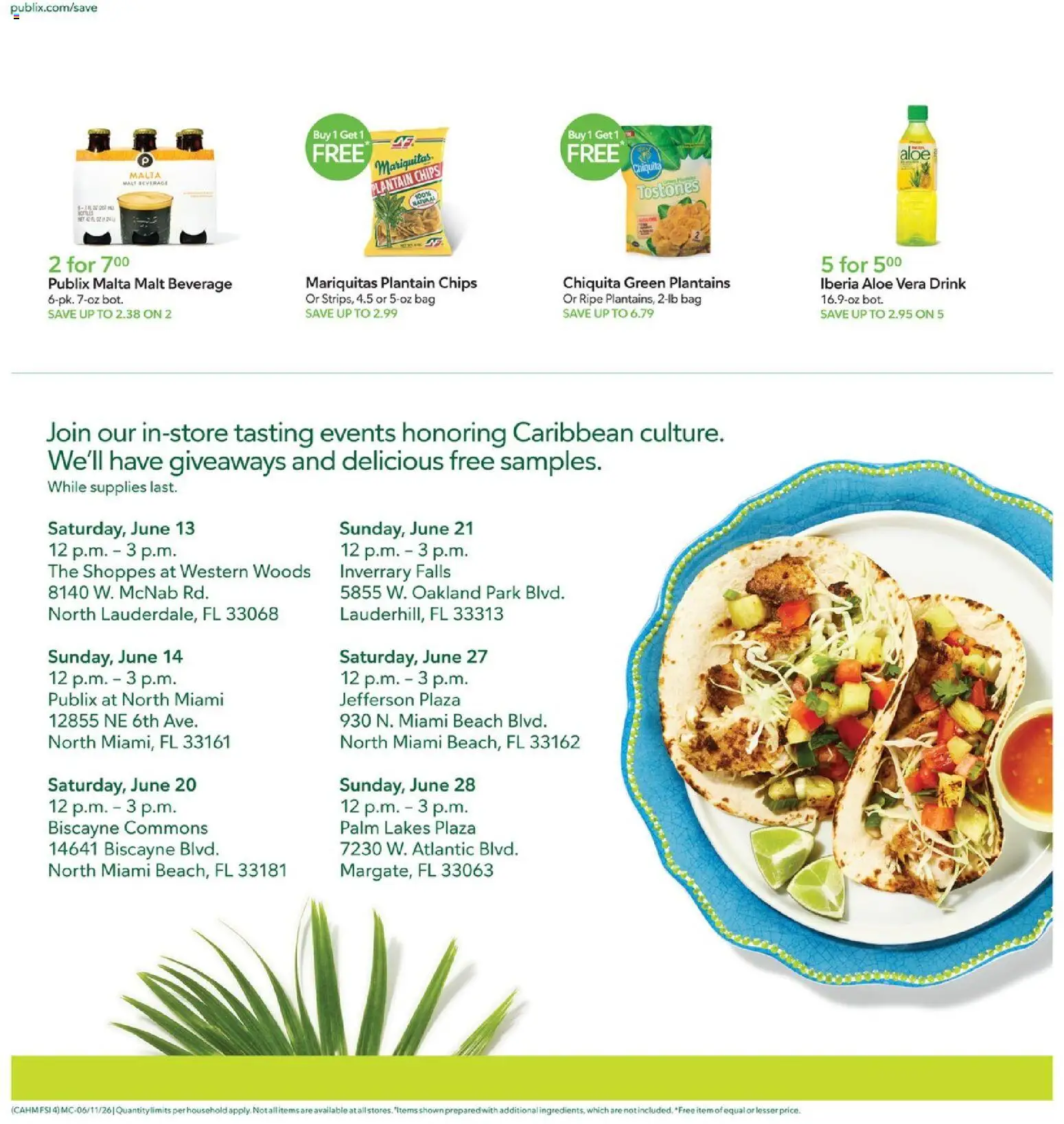 Publix Ad - valid from 11.06.2026 | Page: 4 | Products: Chips, Aloe Vera, Bag