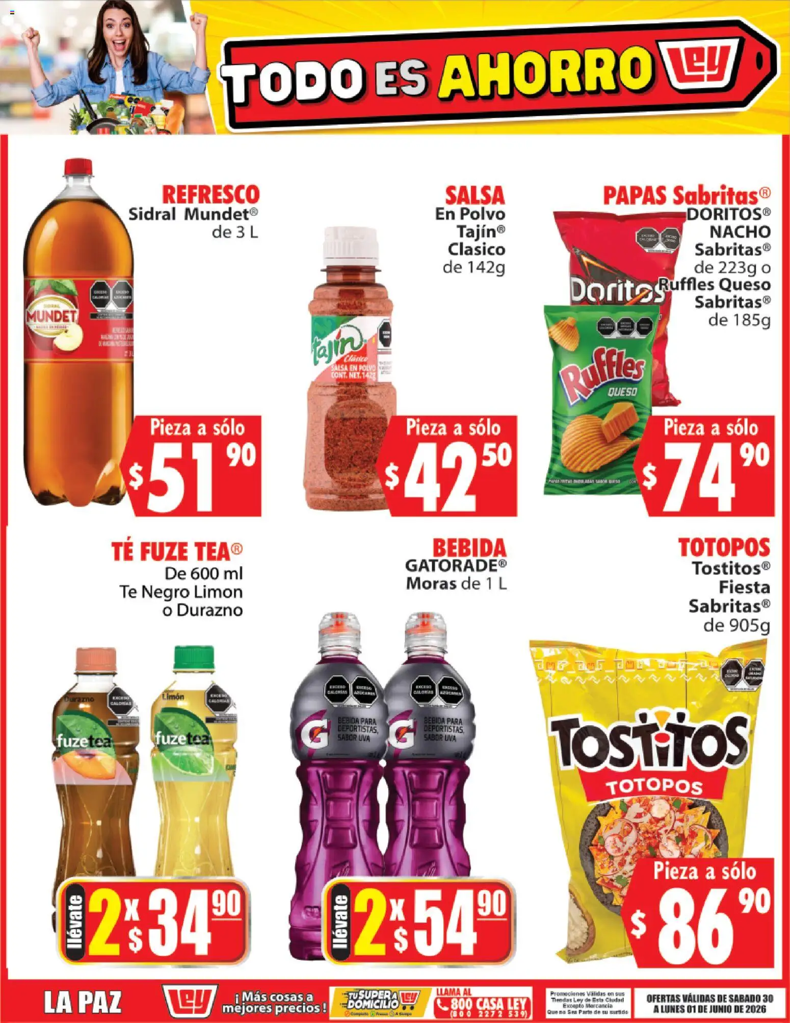 Nuevas ofertas de Casa Ley válidas en toda la República Mexicana desde el 30.05.2026. ¡Encuentra las mejores ofertas en Casa Ley folleto Todo es ahorro! | Página: 7 | Productos: Durazno, Refresco, Limón, Té