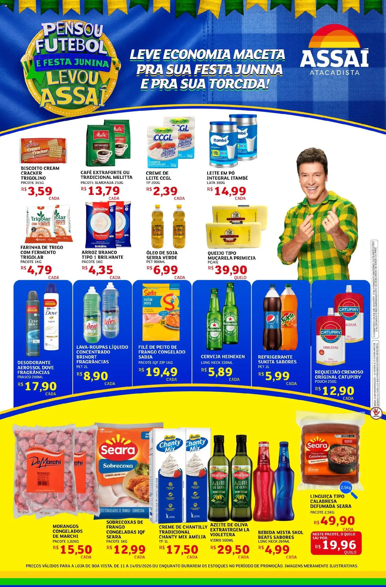 Assaí Atacadista Folheto - válido de 11.05.2026 | Página: 1 | Produtos: Linguiça, Cerveja, Bebida, Leite em pó