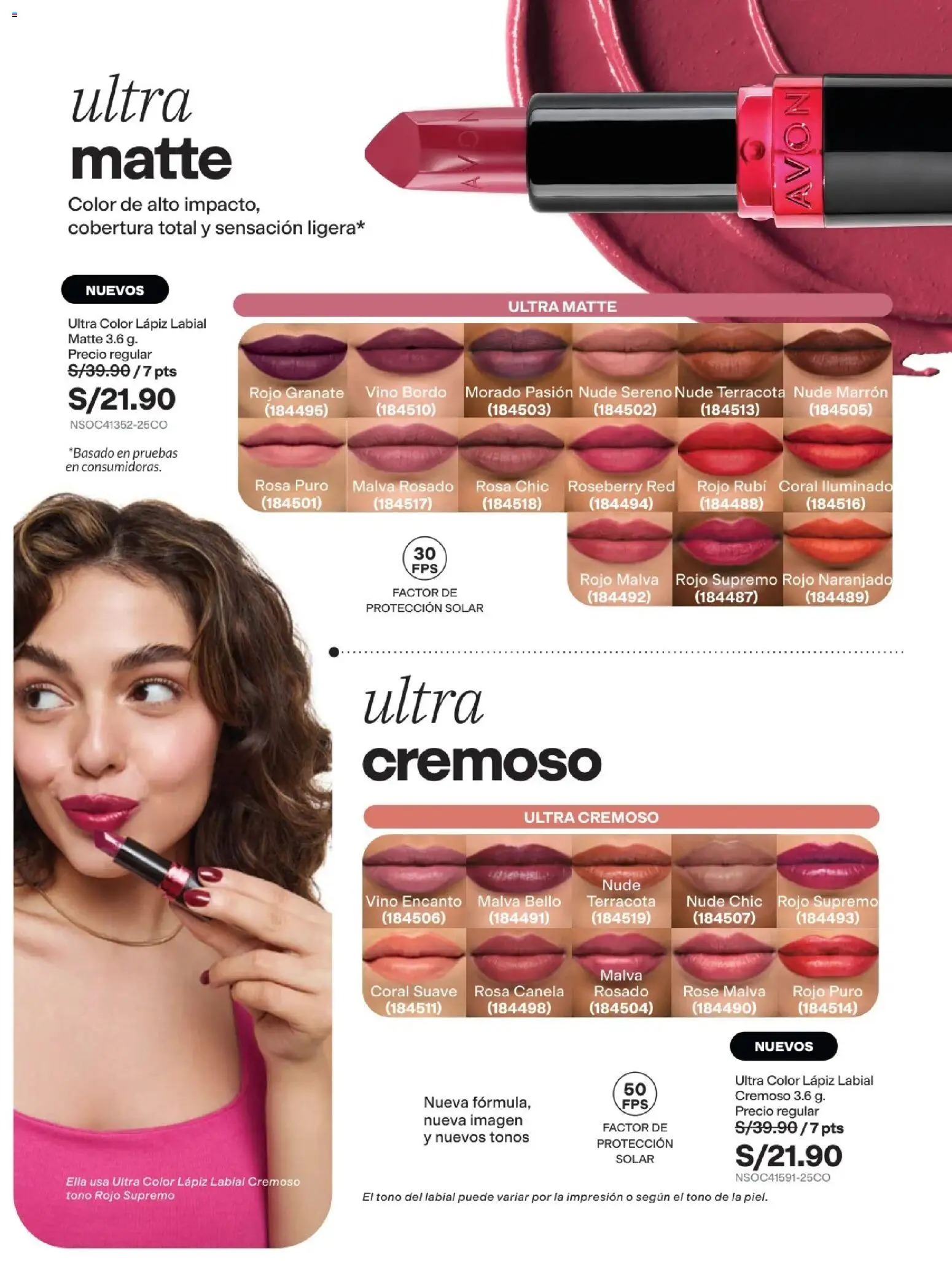 Catálogo Avon válido desde 22/07/2026 | Página: 30 | Productos: Lápiz labial, Vino