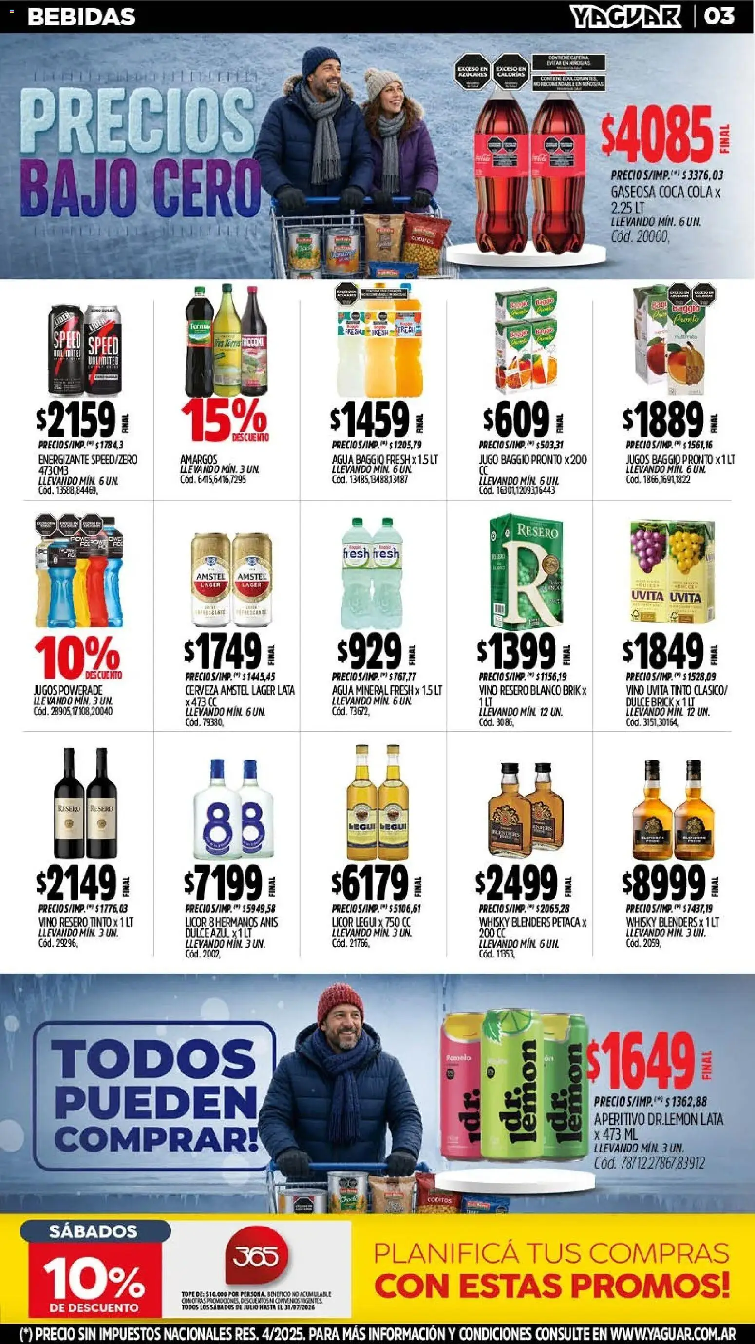 Yaguar catálogo │ válido desde el 20/07/2026 | Página: 3 | Productos: Gaseosa, Pomelo, Jugo, Cerveza