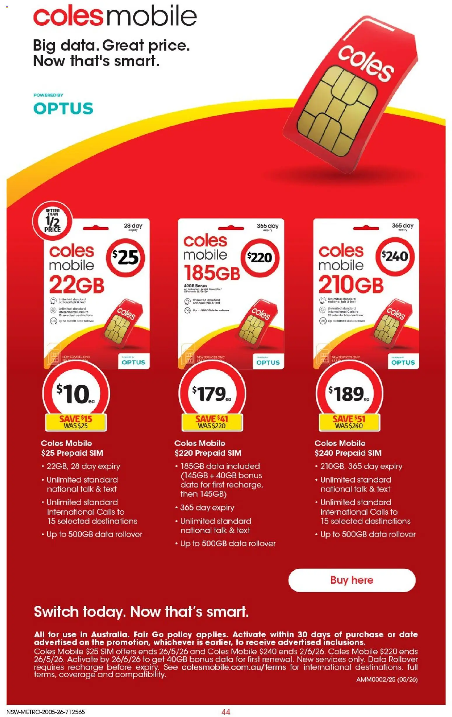Coles catalogue - valid from 19.05.2026 | Page: 44 | Products: Date, Mobile