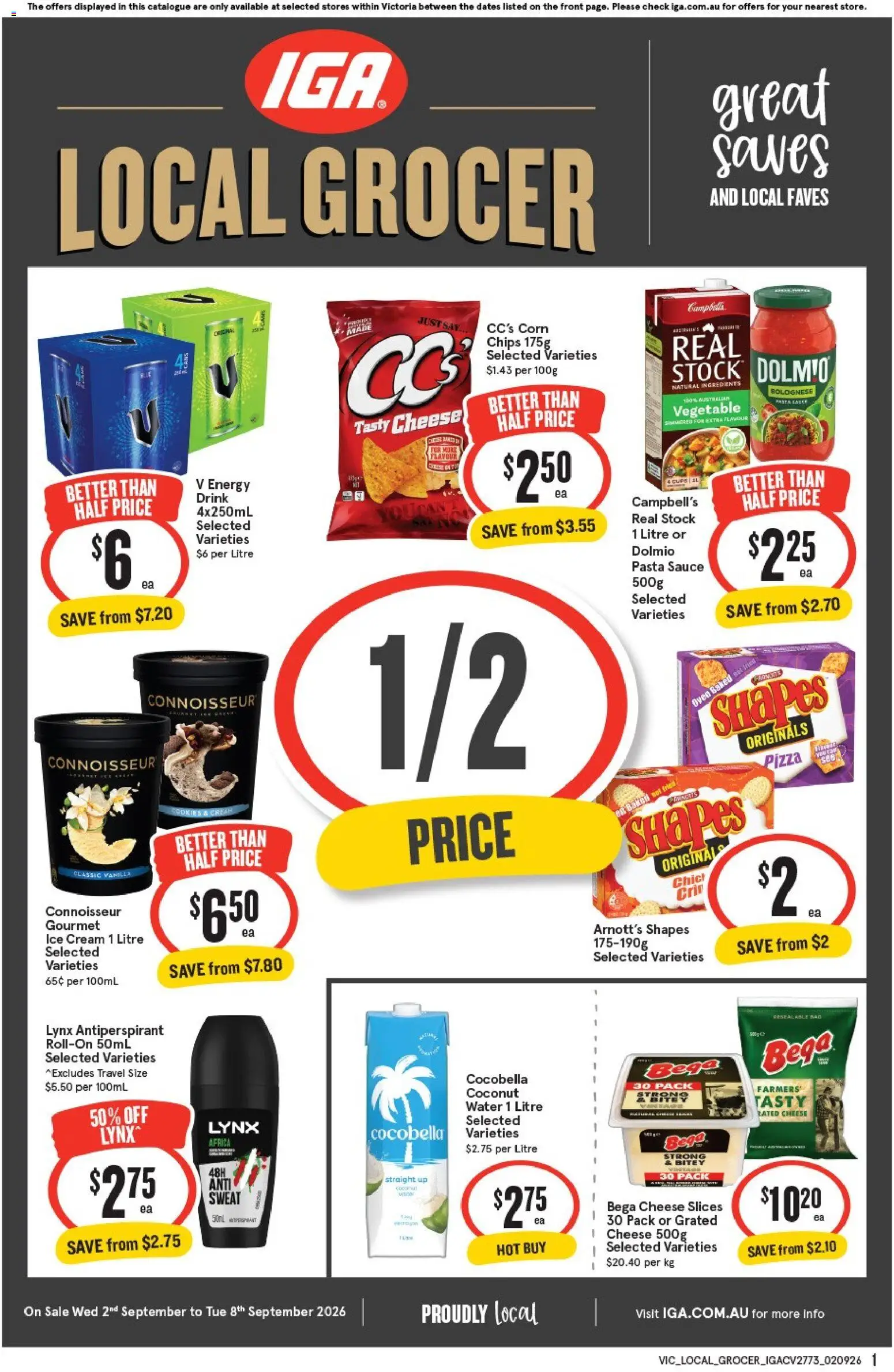 IGA catalogue - valid from 02/09/2026 | Page: 1 | Products: Ingredients, Pizza, Cream, Water