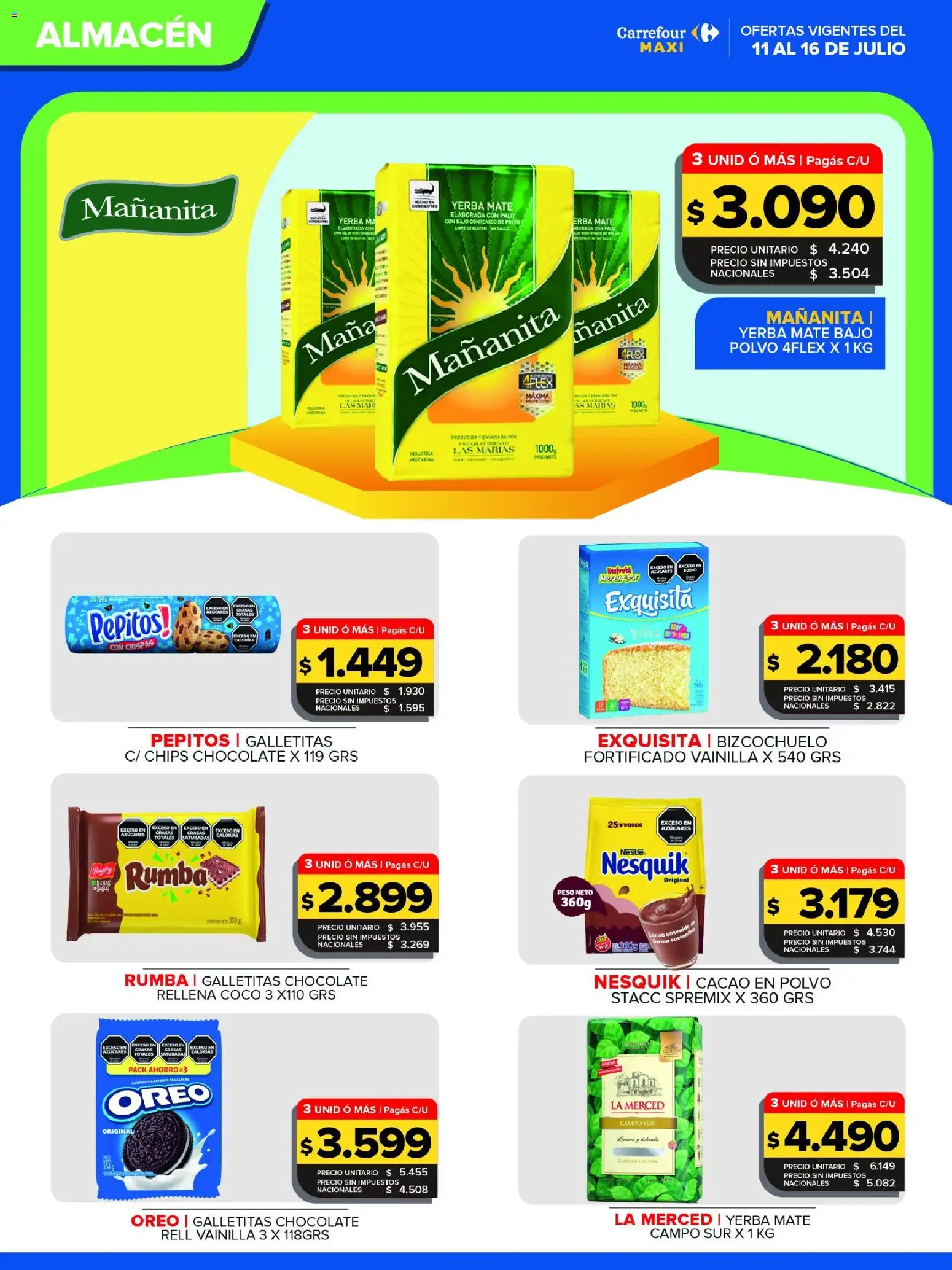 Carrefour Maxi catálogo │ válido desde el 11/07/2026 | Página: 6 | Productos: Peso, Yerba, Polvo, Chocolate