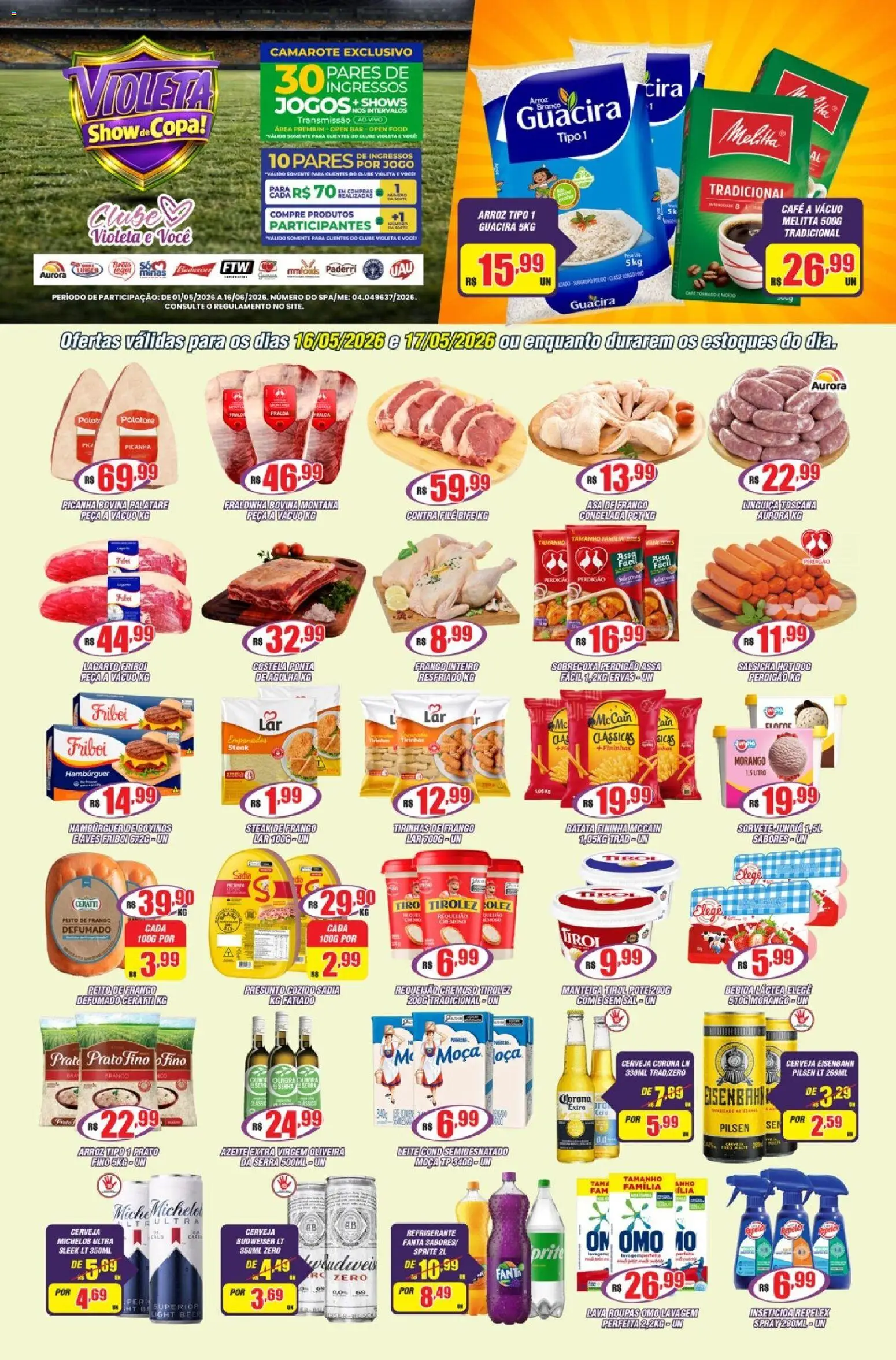 Violeta Supermercados Folheto - válido de 16.05.2026 | Página: 1 | Produtos: Fanta, Salsicha, Sorvete, Inseticida