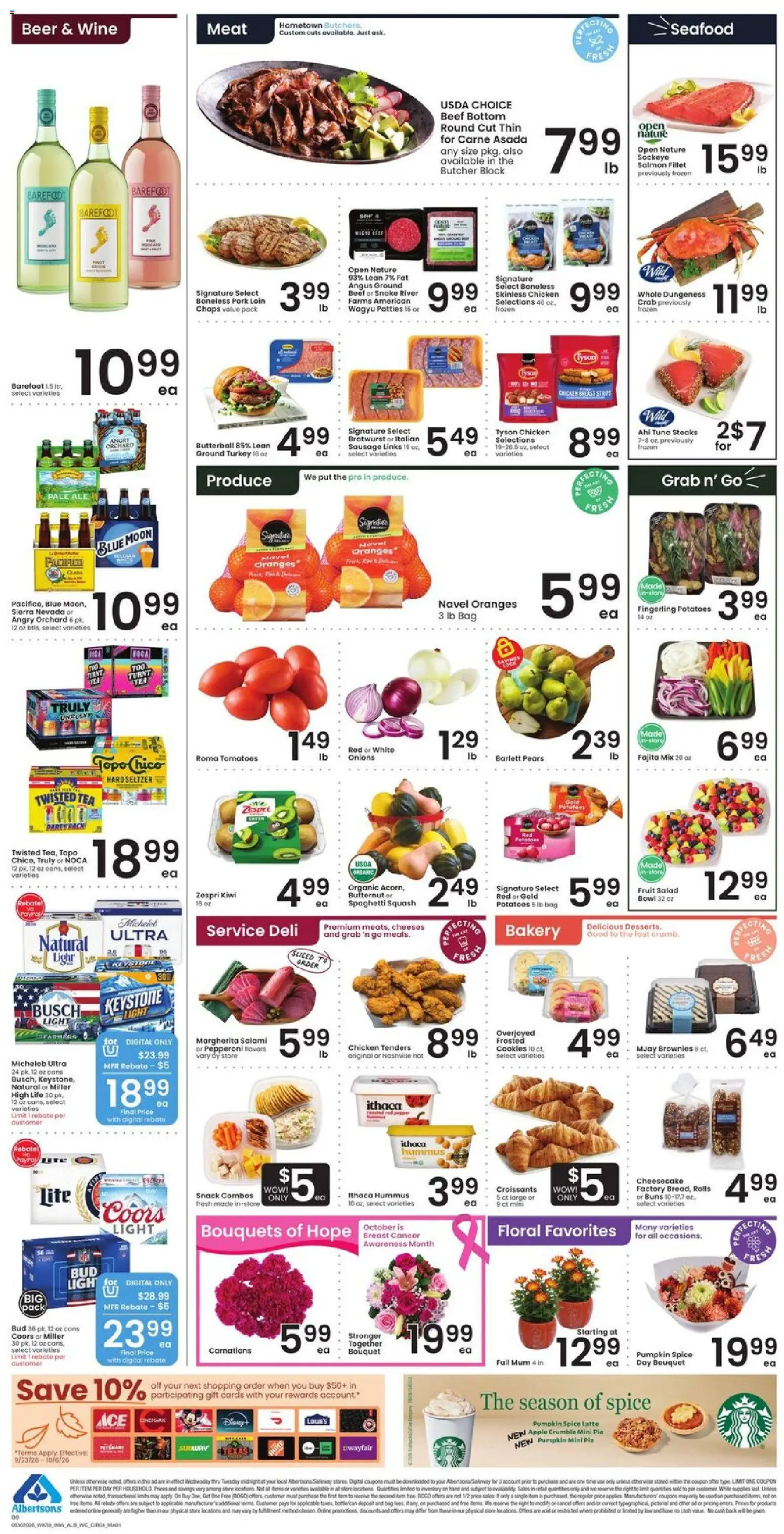 Albertsons Weekly Ad - valid from 09/30/2026 | Page: 5 | Products: Pork loin, Salami, Brownies, Fruit