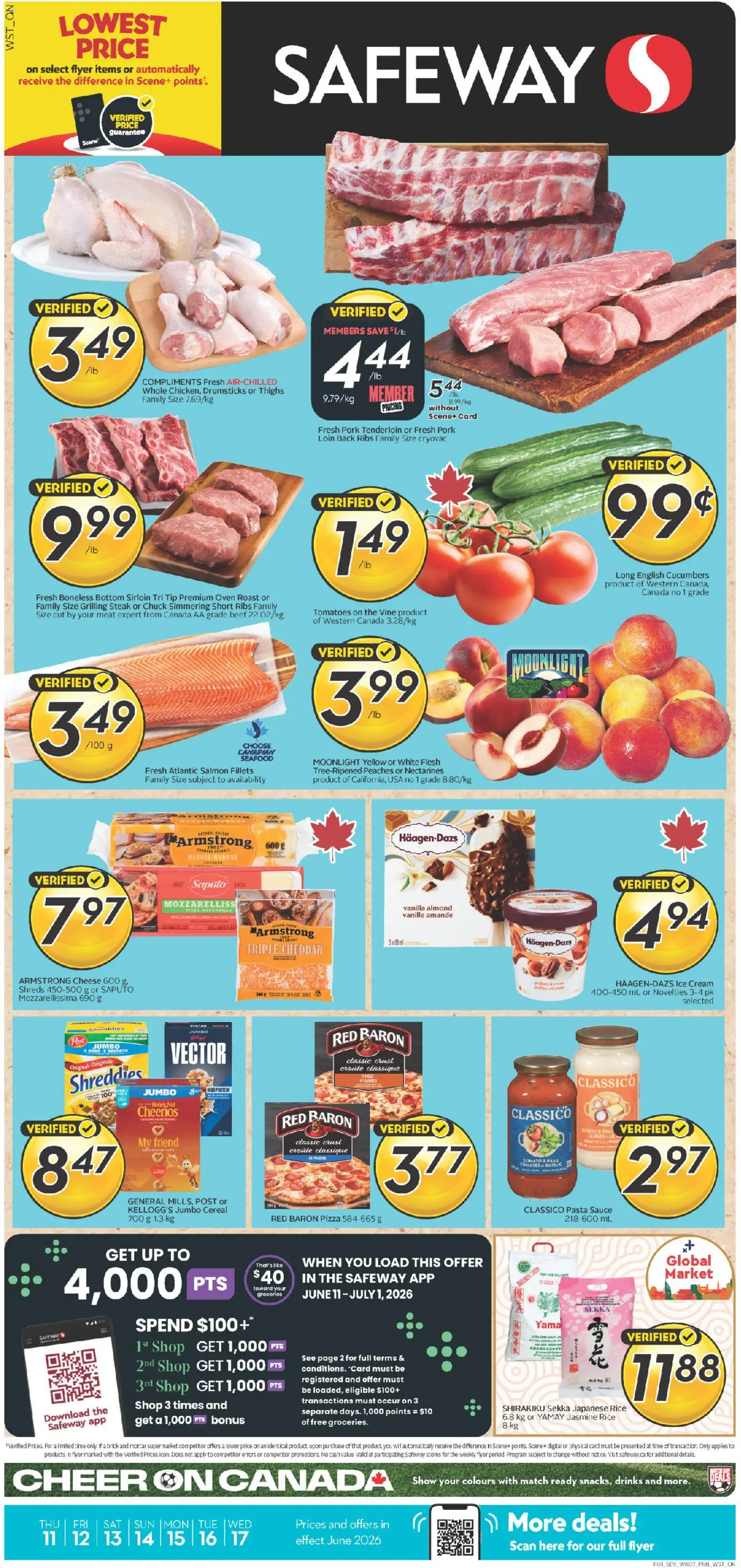 Safeway flyer valid from 11.06.2026 | Page: 1 | Products: Beef, Cream, Cheese, Pizza