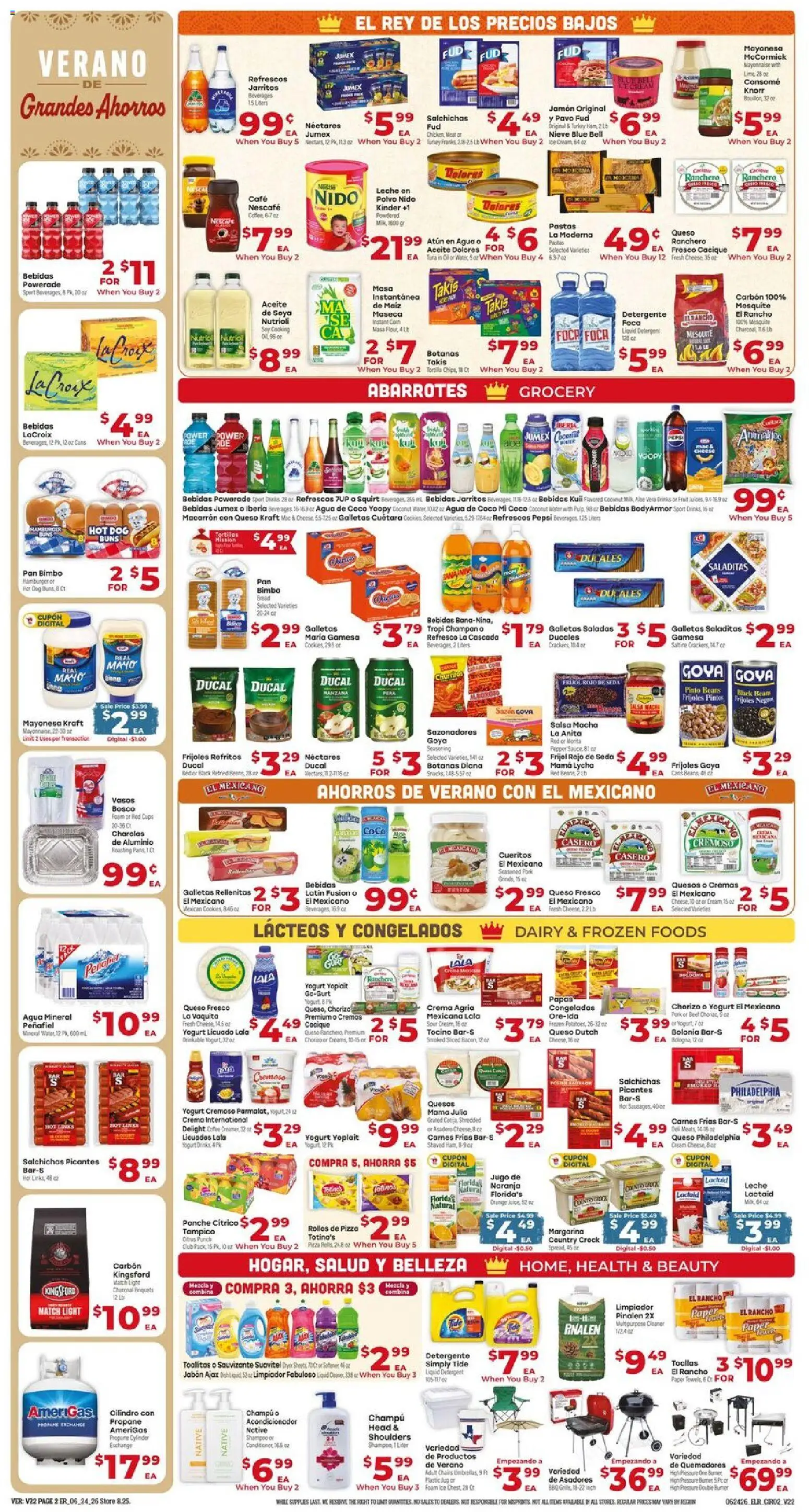 El Rancho Weekly Ad - valid from 06/24/2026 | Page: 2 | Products: Pork, Beef, Detergent, Cream