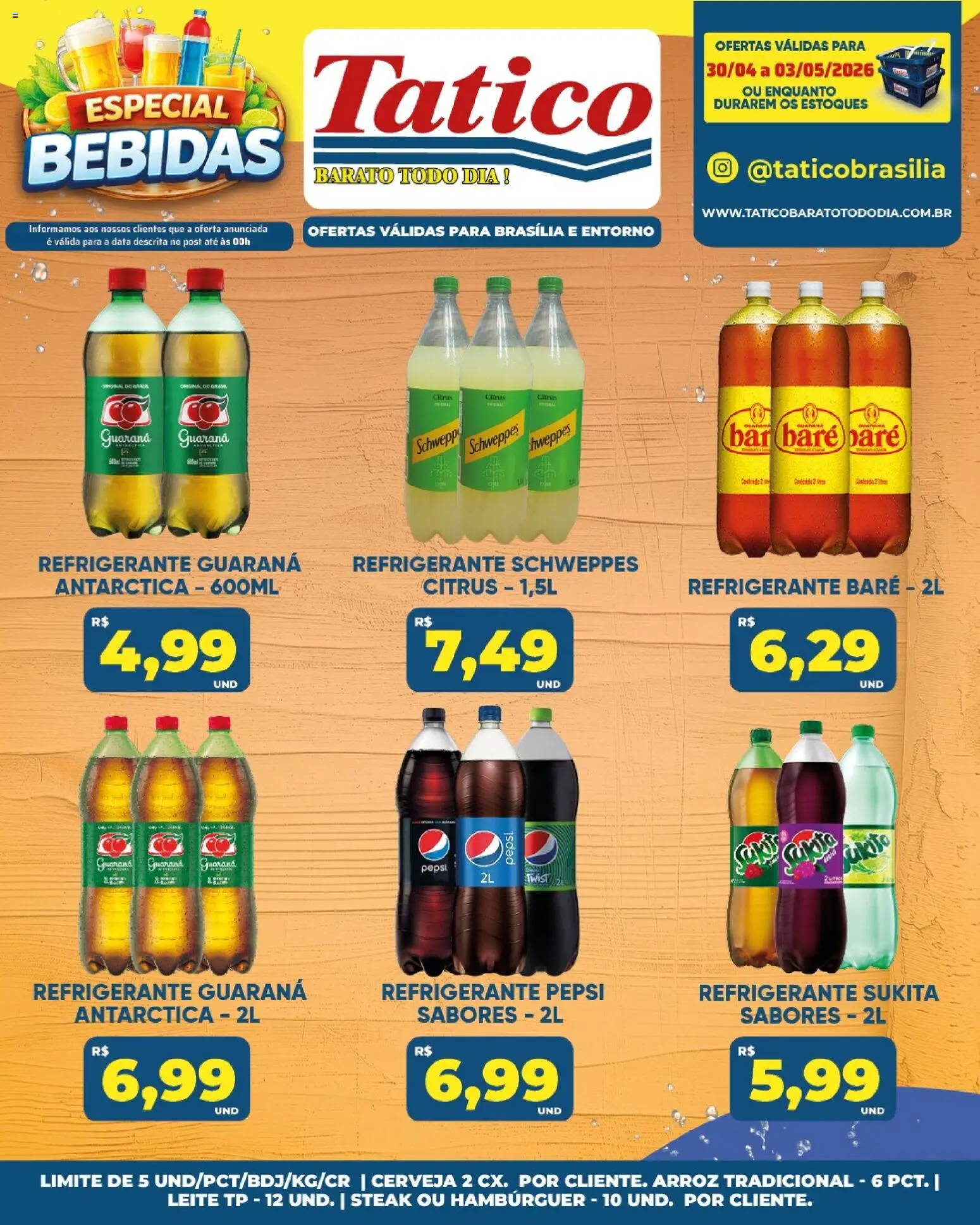 Tatico Folheto - válido de 01.05.2026 | Página: 45 | Produtos: Leite, Arroz, Hambúrguer, Refrigerante