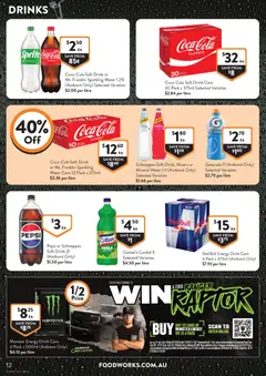 Preview of Foodworks catalogue  - valid from 13.05.2026 | Page: 12 | Products: Energy drink, Coca Cola, Pepsi, Water