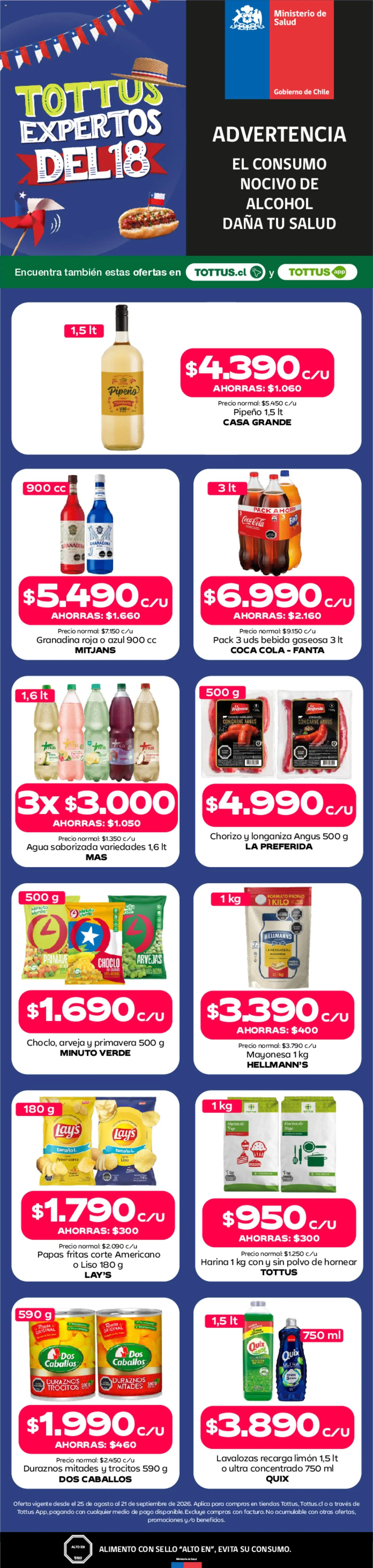 Tottus Ofertas │ válido desde el 30.08.2026 | Página: 1 | Productos: Arveja, Carne, Papas fritas, Gaseosa