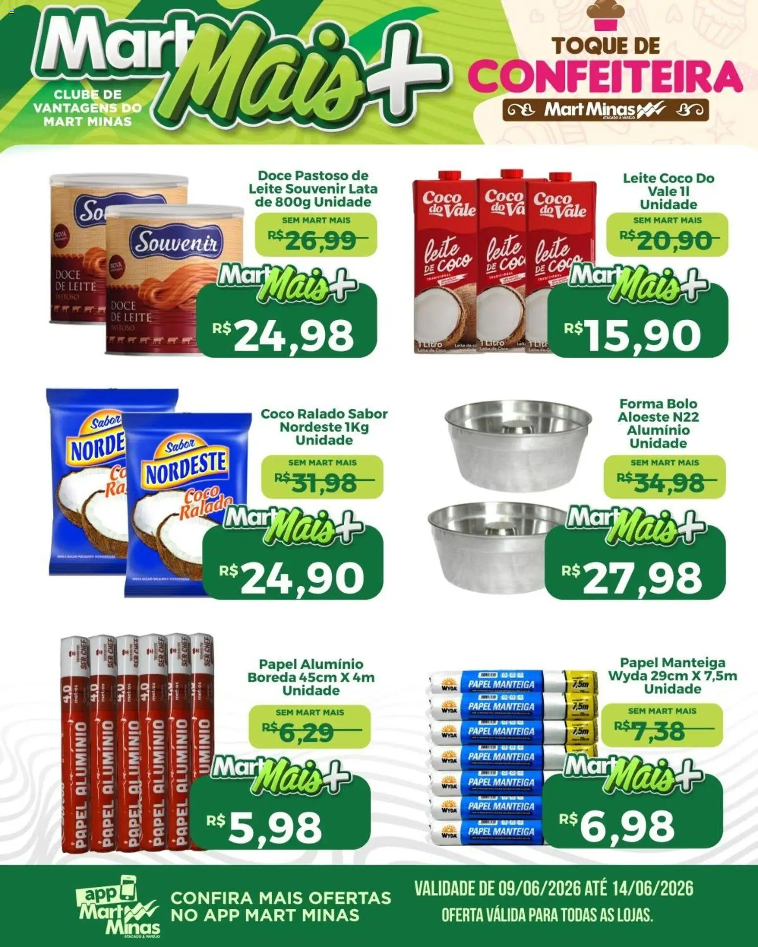 Mart Minas Folheto - válido de 09.06.2026 | Página: 2 | Produtos: Coco, Manteiga, Bolo, Leite de coco
