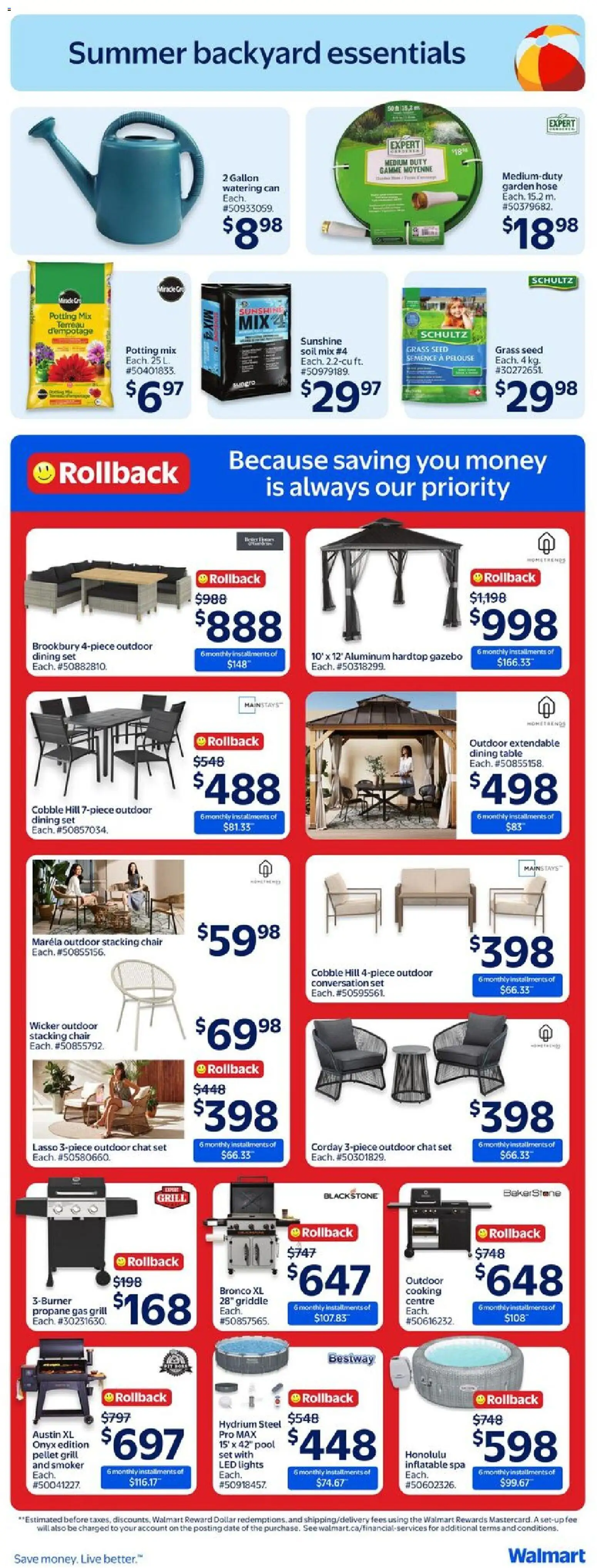 Walmart flyer valid from 07.05.2026 | Page: 12 | Products: Grill, Table, Chair