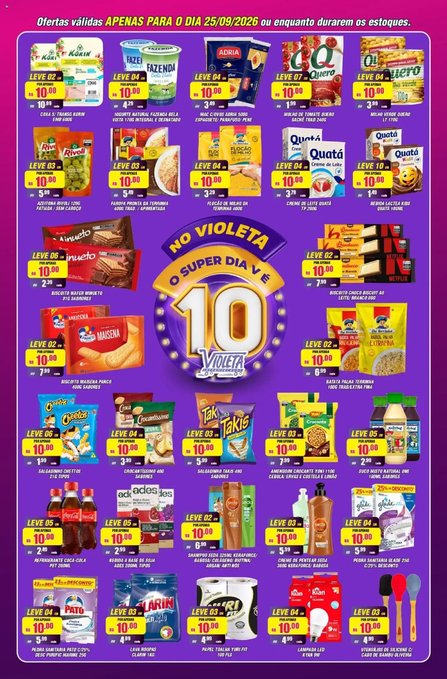 Violeta Supermercados Folheto - válido de 25/09/2026 | Página: 3 | Produtos: Shampoo, Base, Roupas, Cabo