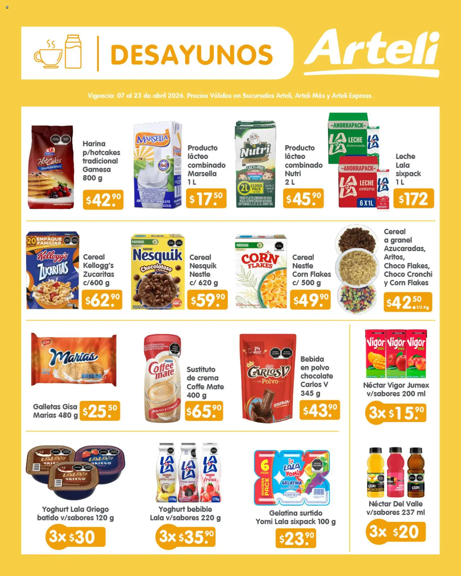 Nuevas ofertas de Arteli válidas en toda la República Mexicana desde el 07.04.2026. ¡Encuentra las mejores ofertas en Arteli folleto Quincenal! | Página: 3 | Productos: Crema, Leche, Galletas, Mate