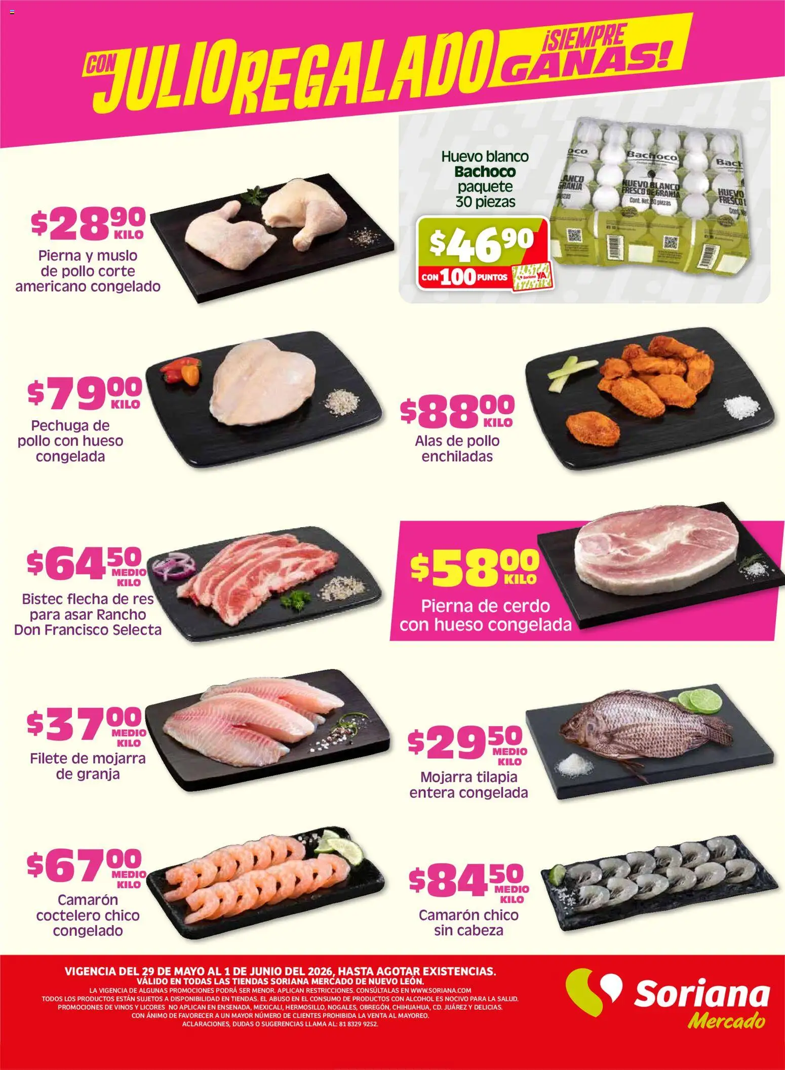 Nuevas ofertas de Soriana válidas en toda la República Mexicana desde el 29.05.2026. ¡Encuentra las mejores ofertas en Soriana Fin de Semana Mercado: Nuevo León! | Página: 2 | Productos: Pollo, Huevo, Cerdo, Res