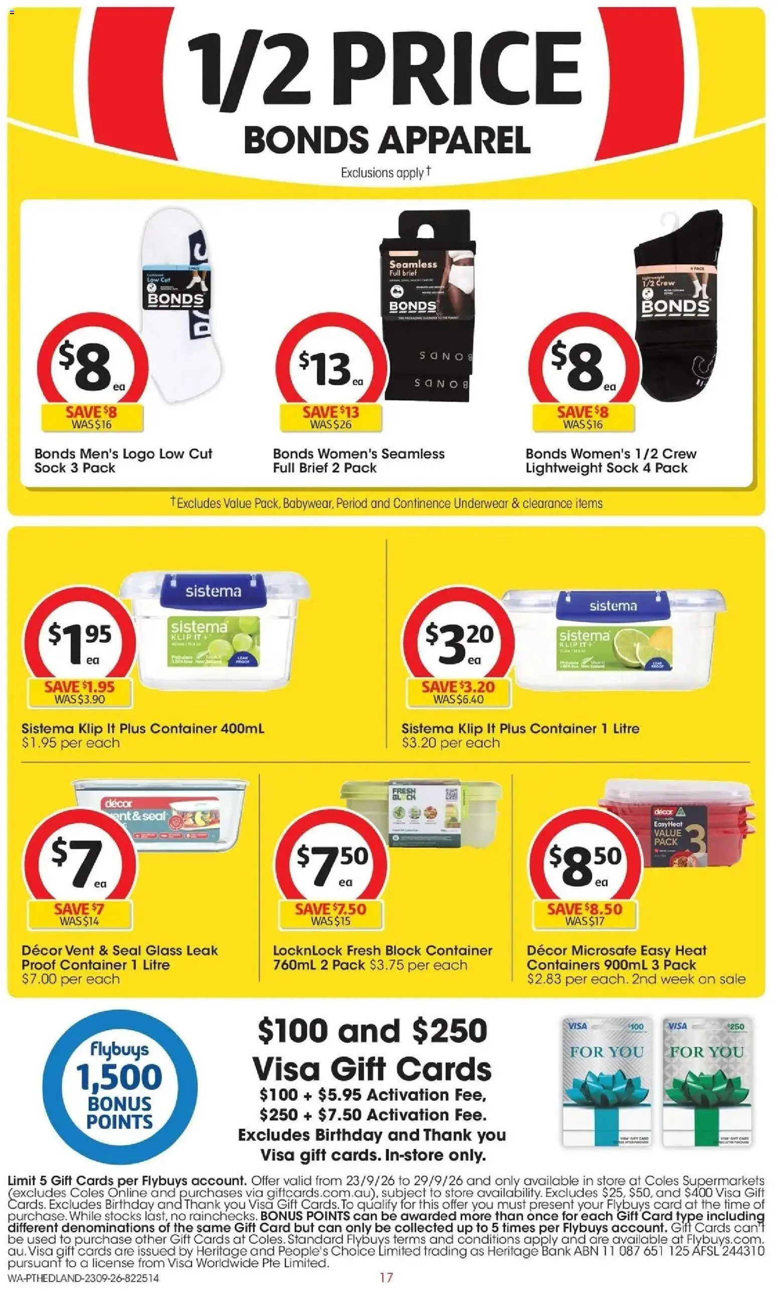 ﻿Coles catalogue valid from 23/09/2026 > Online Australia | Page: 17 | Products: Decor, Food, Underwear, Socks