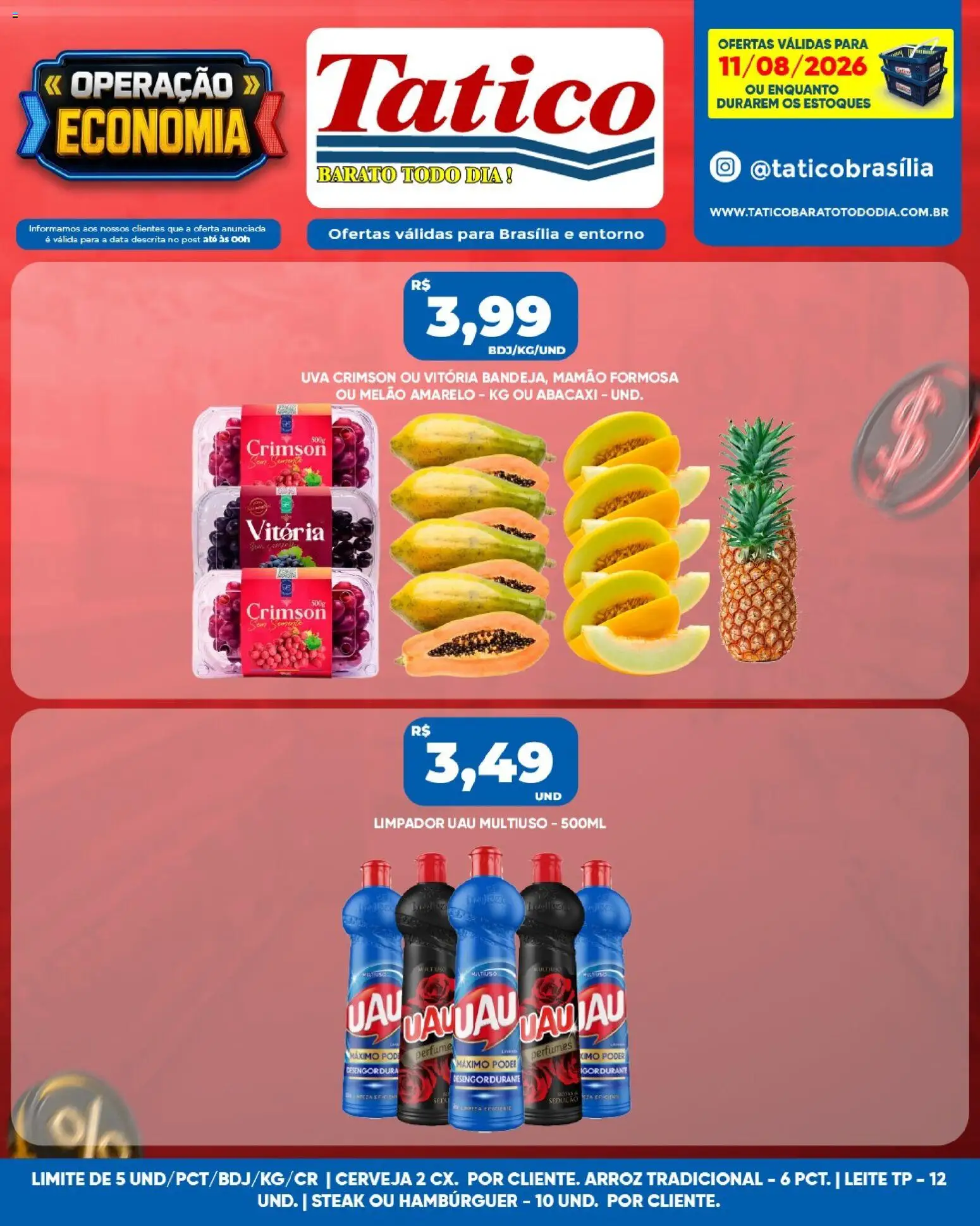 Tatico Folheto - válido de 11/08/2026 | Página: 3 | Produtos: Steak, Uva, Arroz, Perfumes