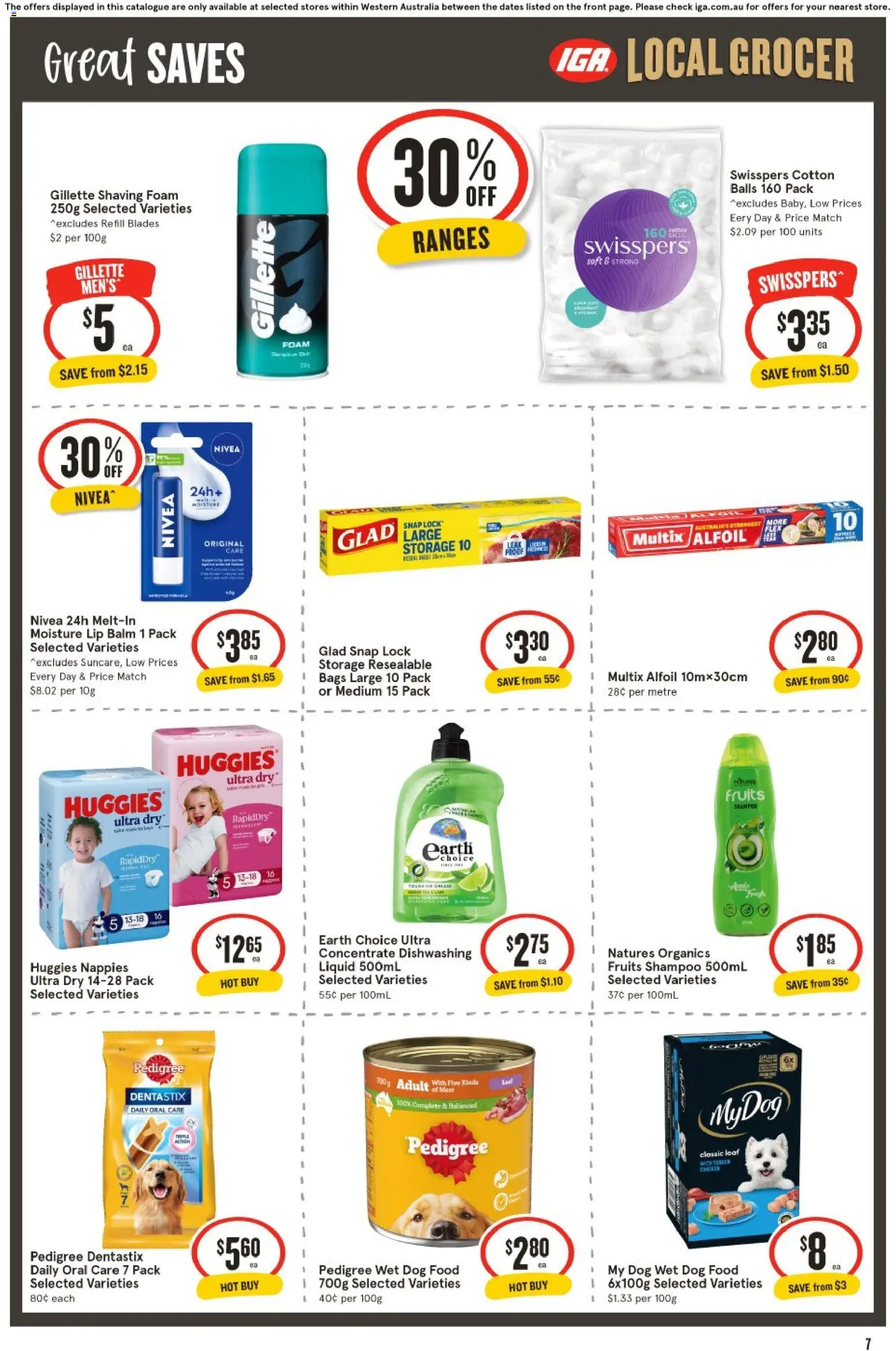 IGA catalogue - valid from 08/07/2026 | Page: 8 | Products: Shampoo, Chicken, Shaving foam, Dog food