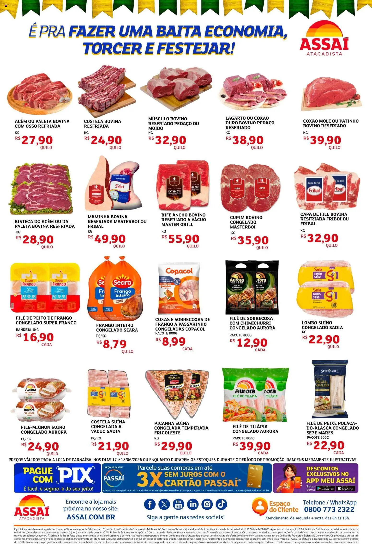 Assaí Atacadista Folheto - válido de 17.06.2026 | Página: 2 | Produtos: Cola, Acém, Bandeja, Filé de tilápia