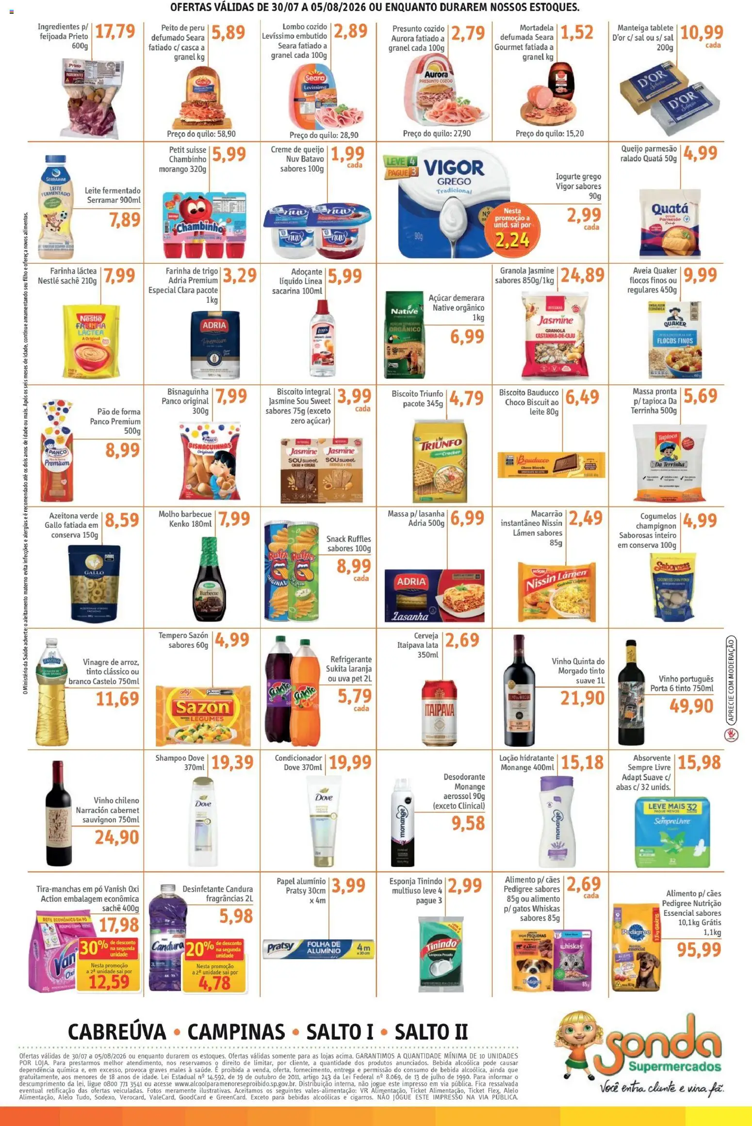 Sonda Folheto - válido de 30/07/2026 | Página: 2 | Produtos: Porta, Queijo, Iogurte, Presunto